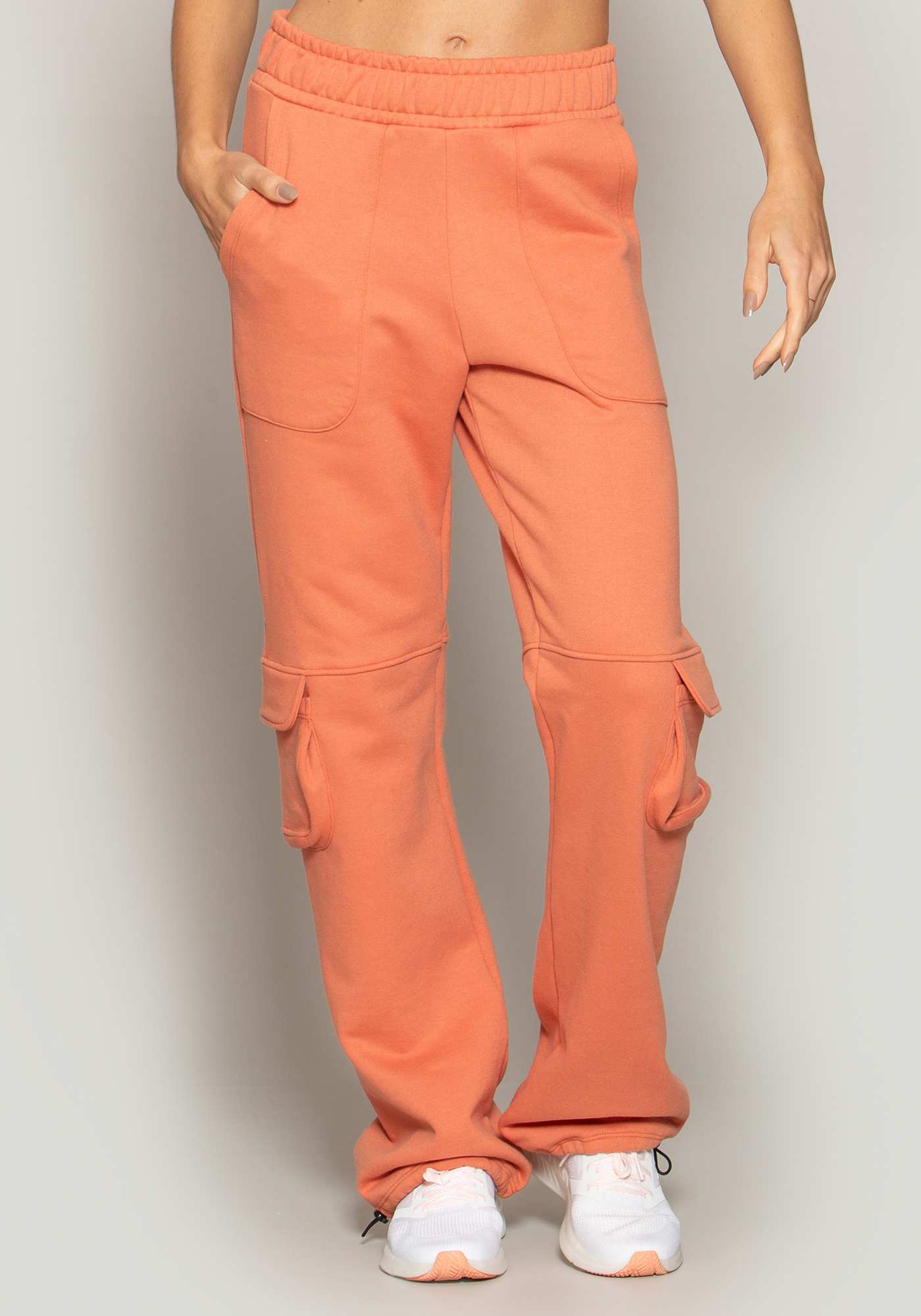 Calça Bootcut Cargo de Moletom Ferrugem 06