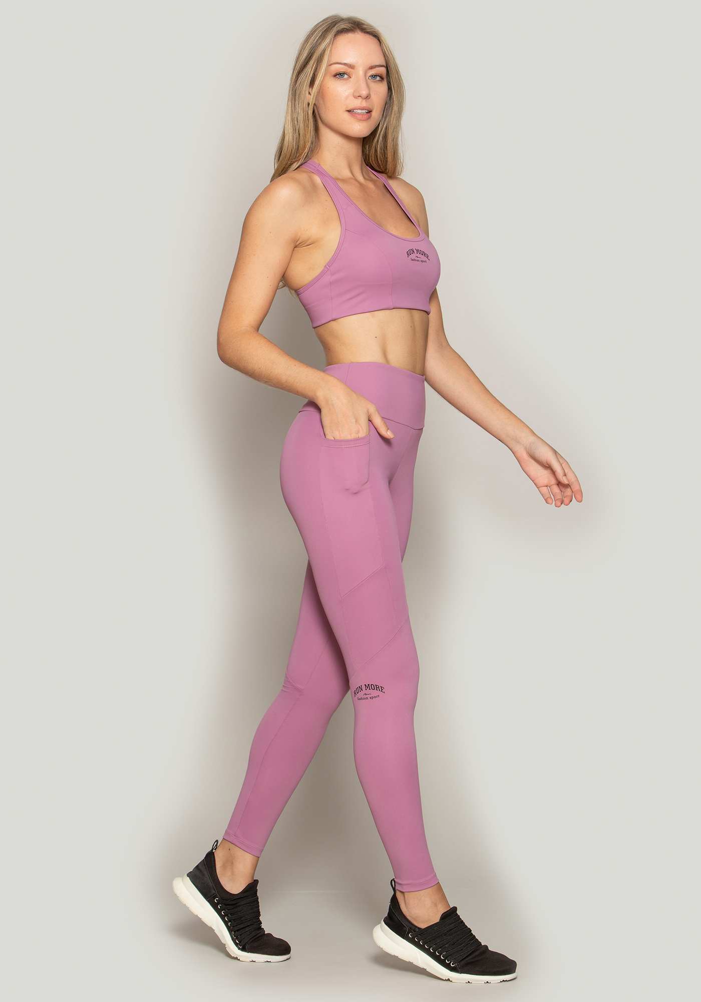 Legging Dual com Bolso Roxo 25 / Preto