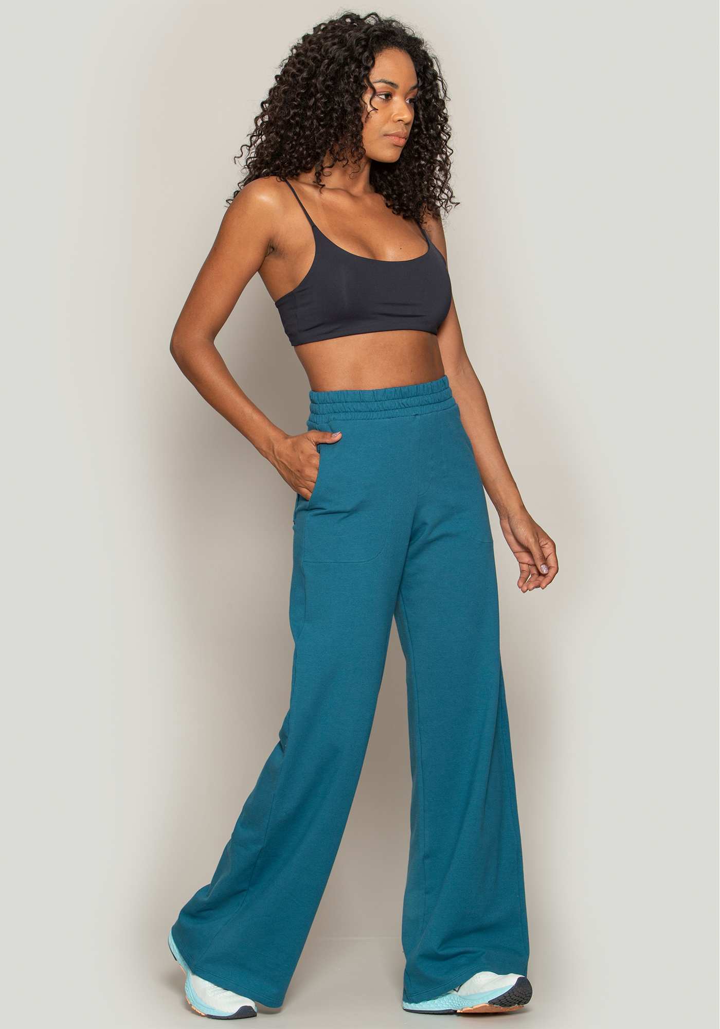 Calça Pantalona de Moletinho Azul 13