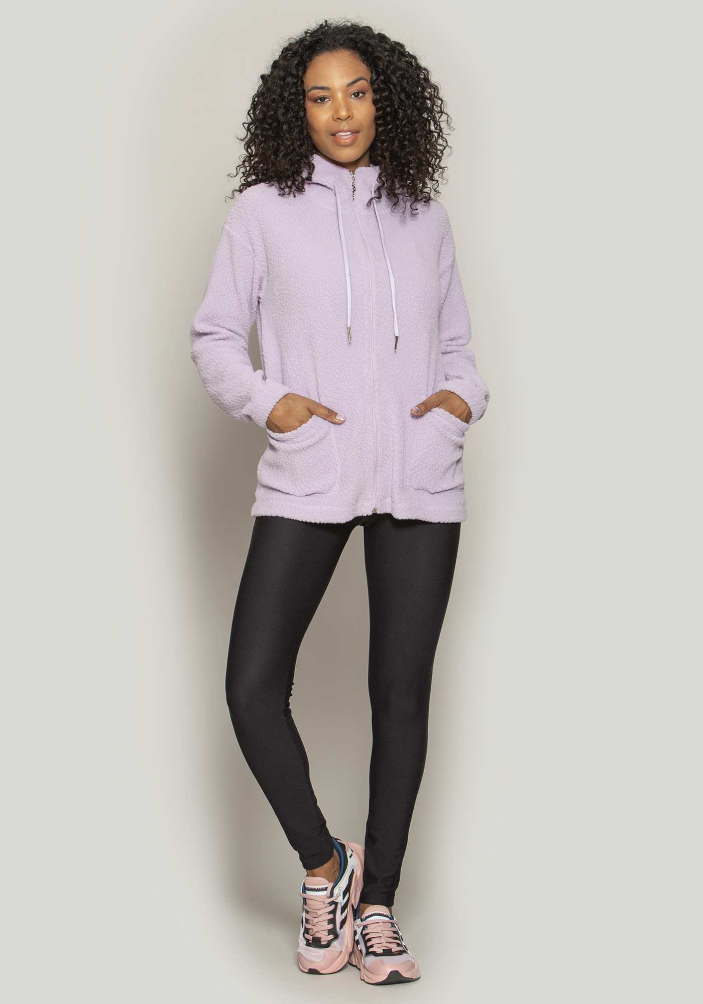 Jaqueta Alongada Sherpa Roxo 23