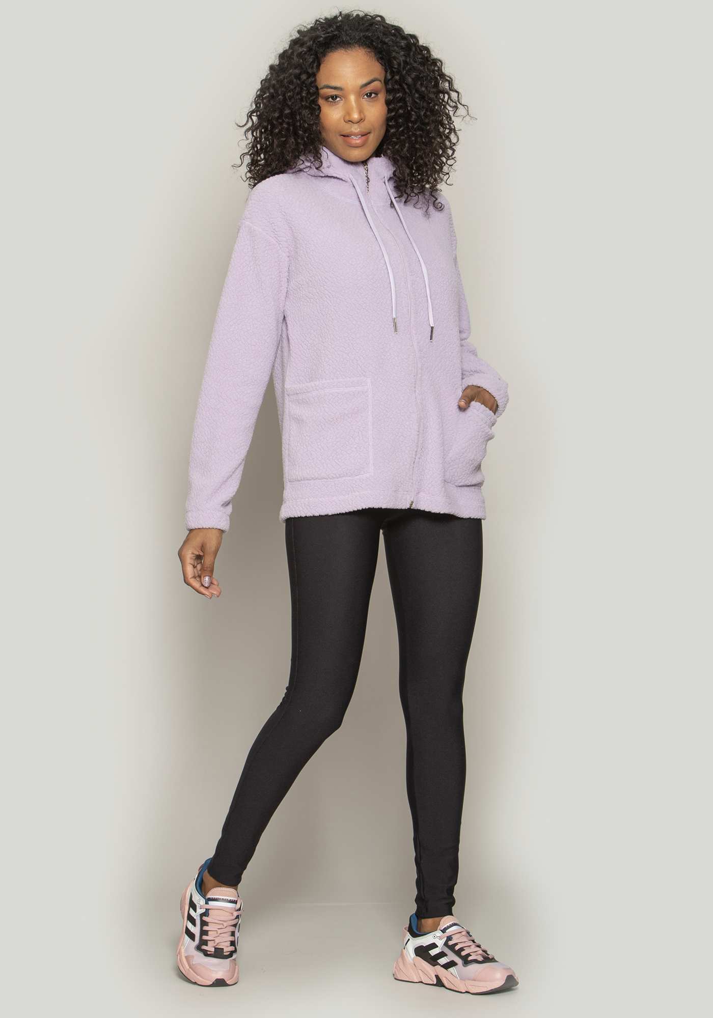Jaqueta Alongada Sherpa Roxo 23