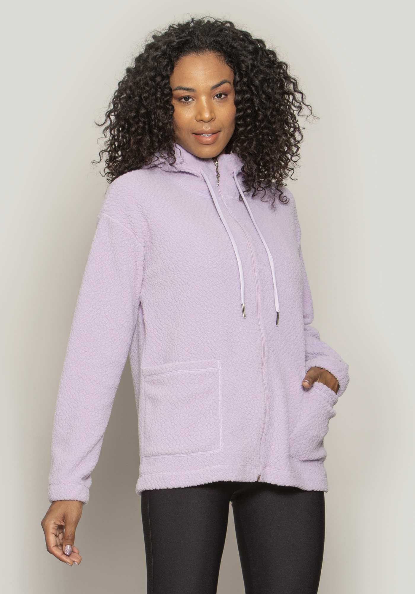 Jaqueta Alongada Sherpa Roxo 23