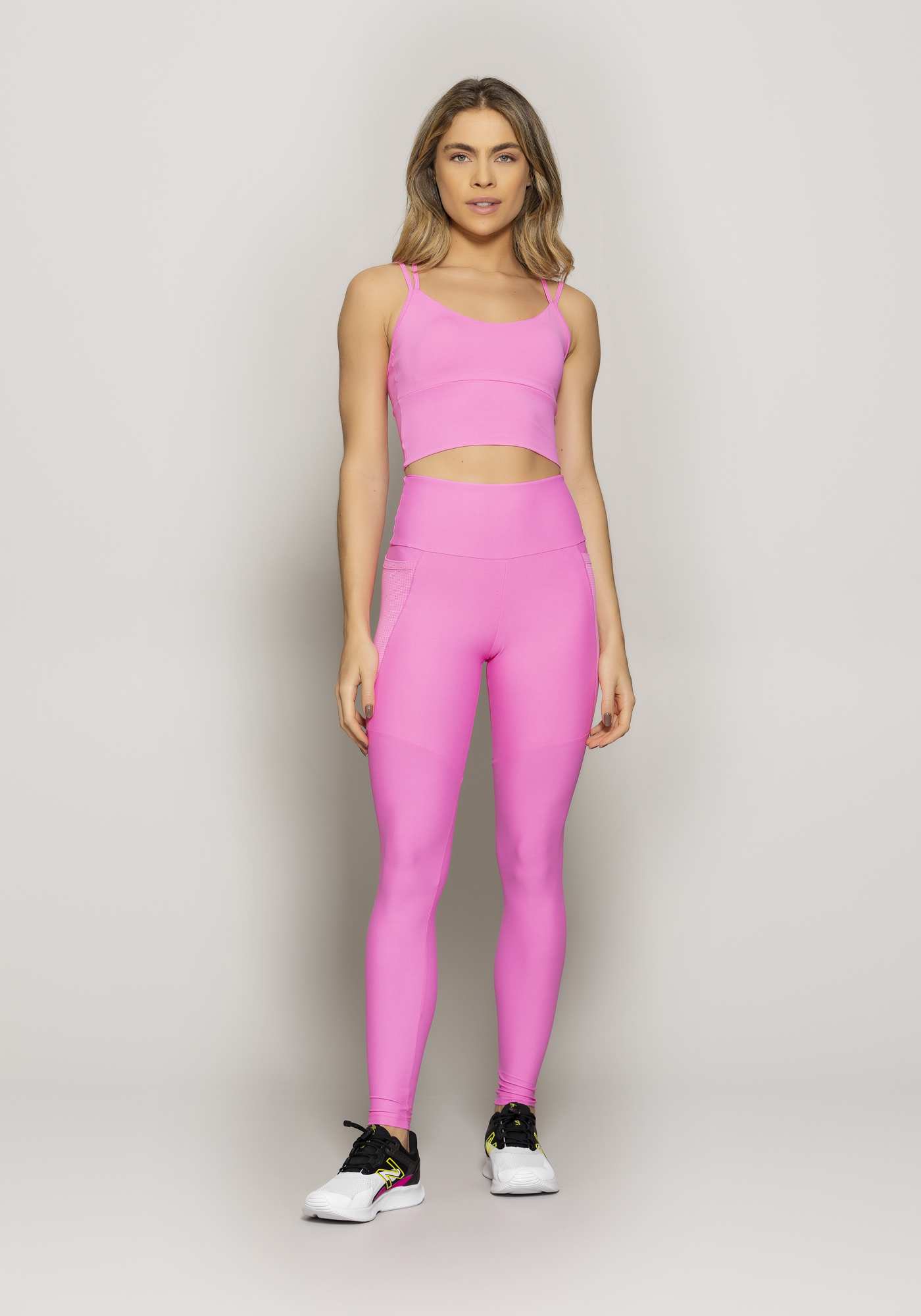 Legging Blocking com Bolsos Rosa 16
