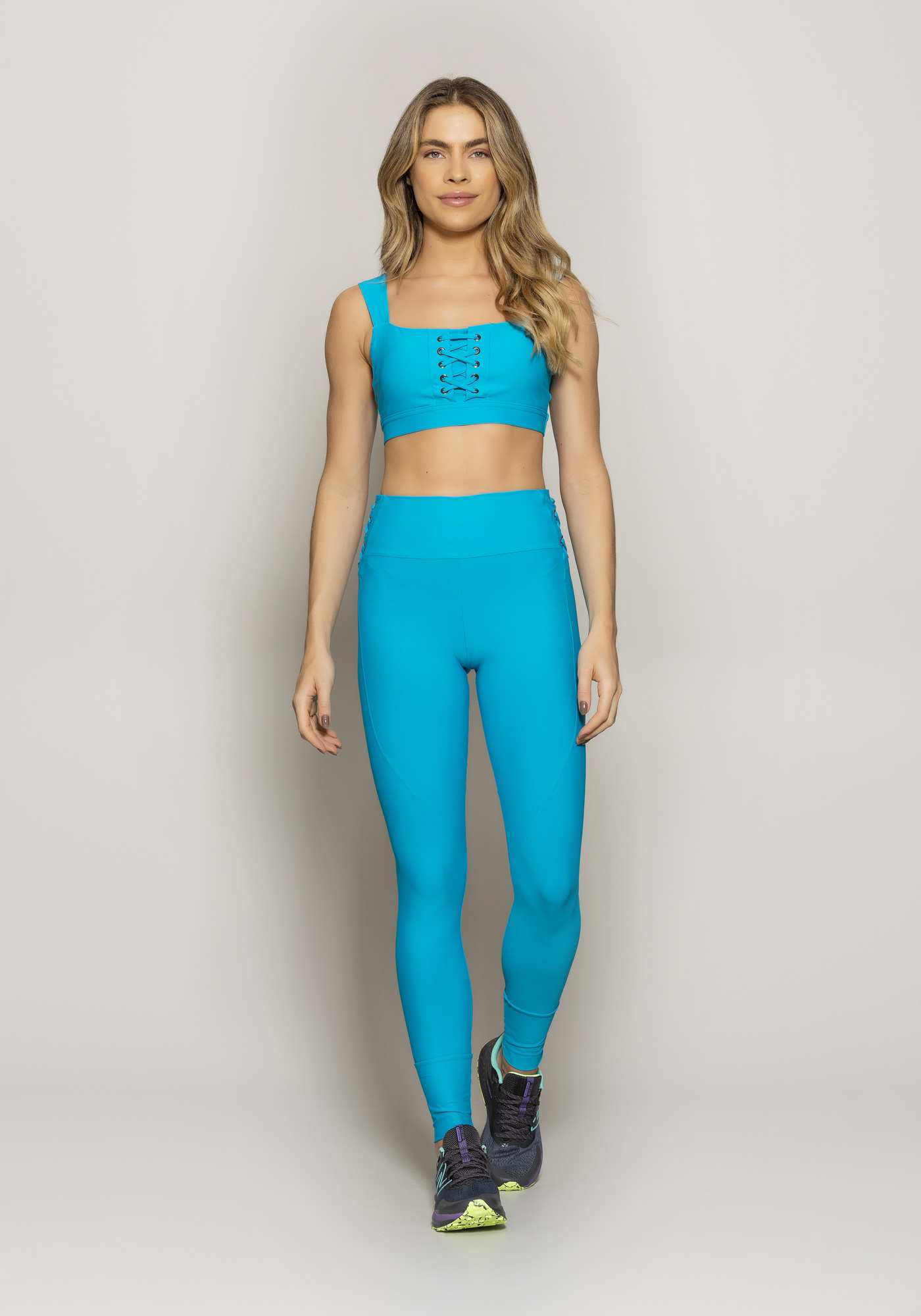 Legging Blocking Lace Up Azul 06