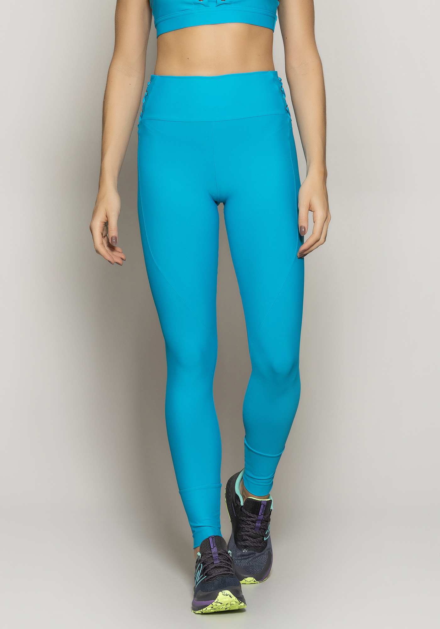 Legging Blocking Lace Up Azul 06