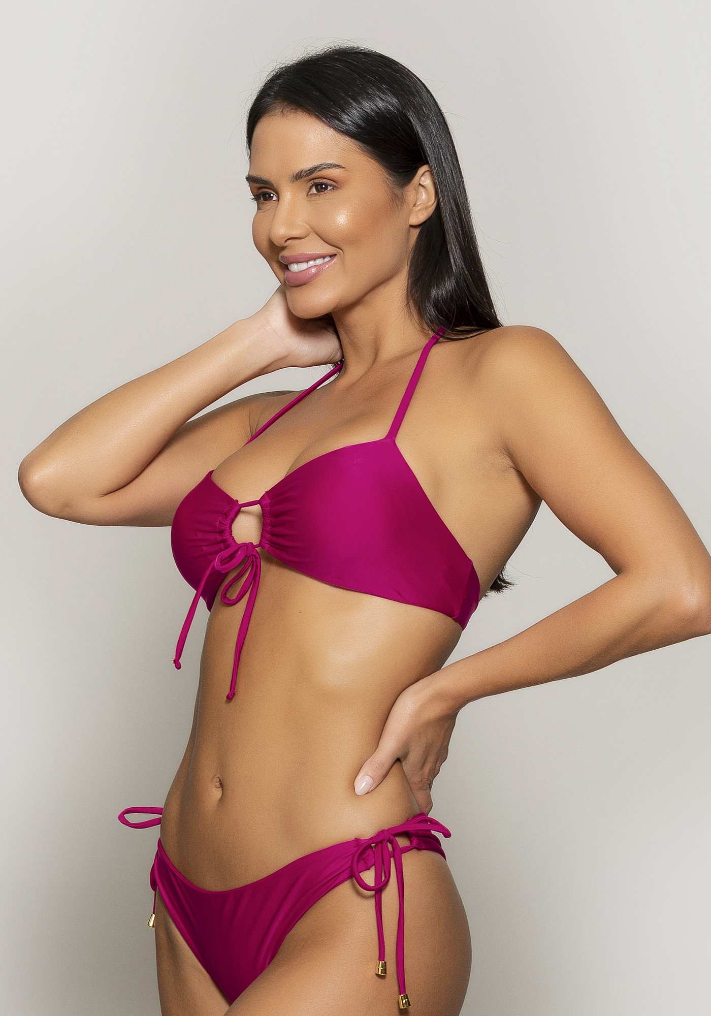 Top Biquíni com Amarração One Tone Rosa 07
