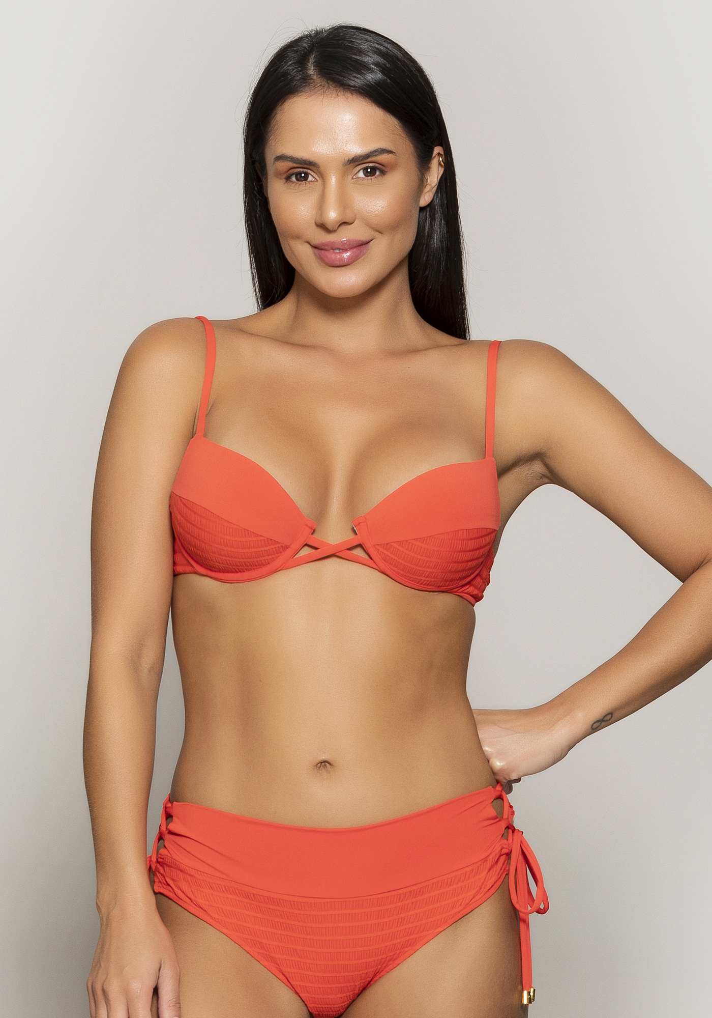 Top Biquíni Meia Taça Lace Up Vermelho 03
