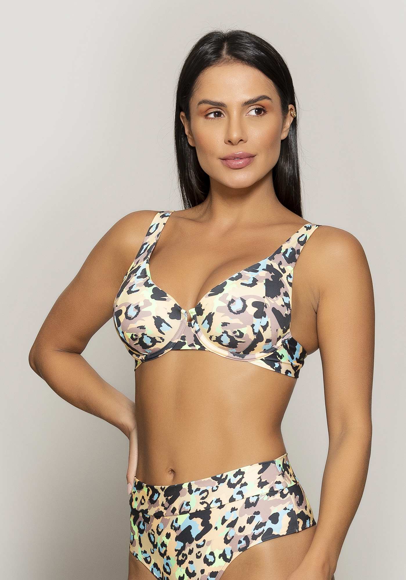 Top Biquíni Meia Taça Estampado Essencial Suf 006b