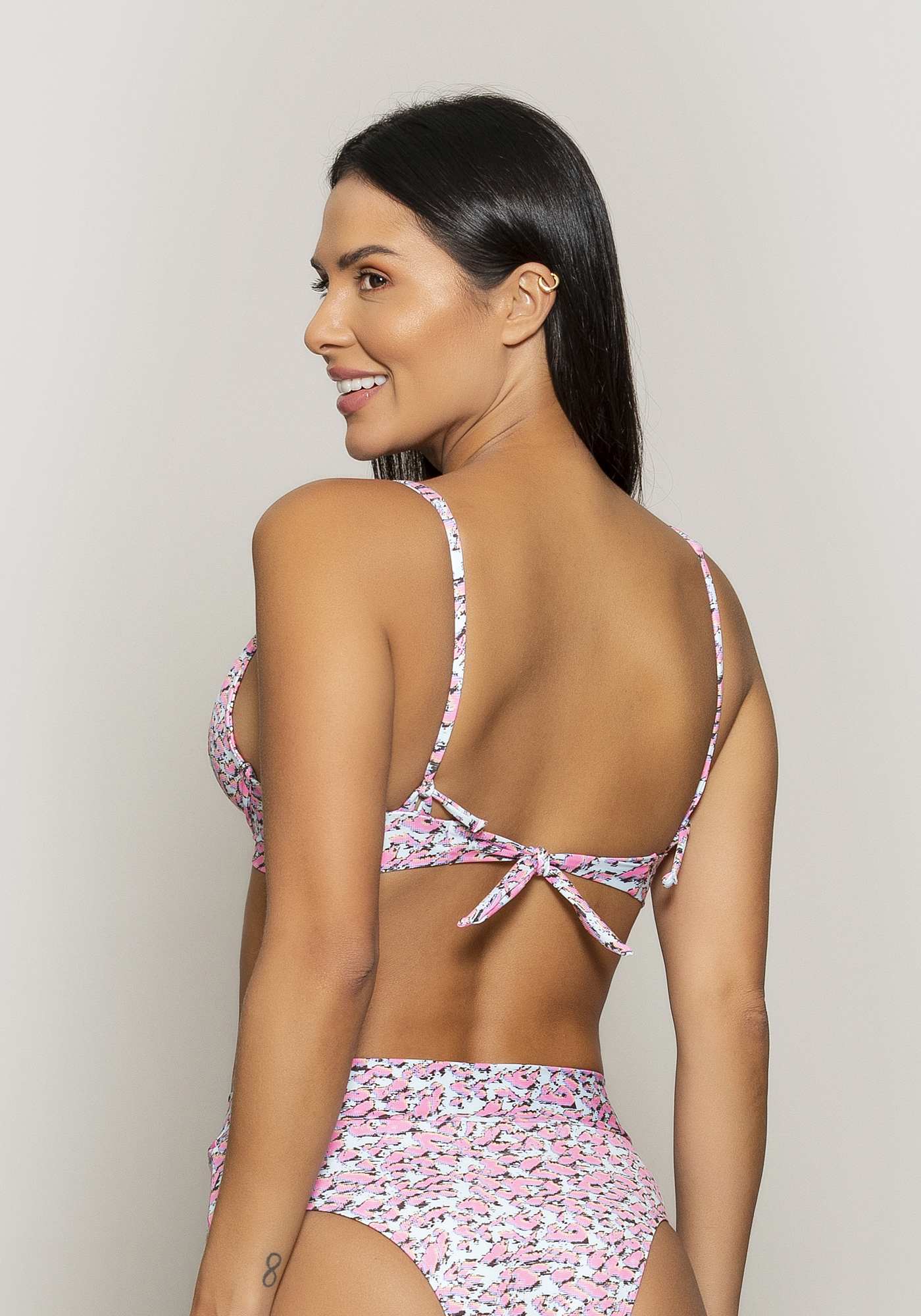 Top Biquíni Meia Taça Estampado Essencial Suf 005a