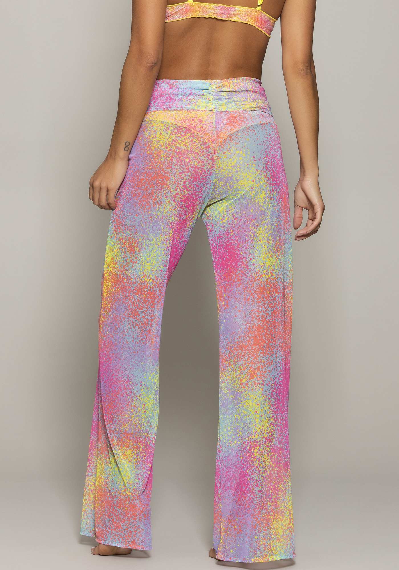 Calça Pantalona de Tule Estampado Suf 002a