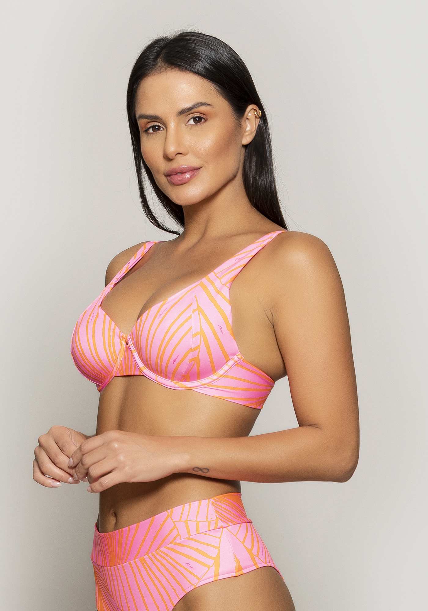 Top Biquíni Meia Taça Estampado Essencial Suf 009b