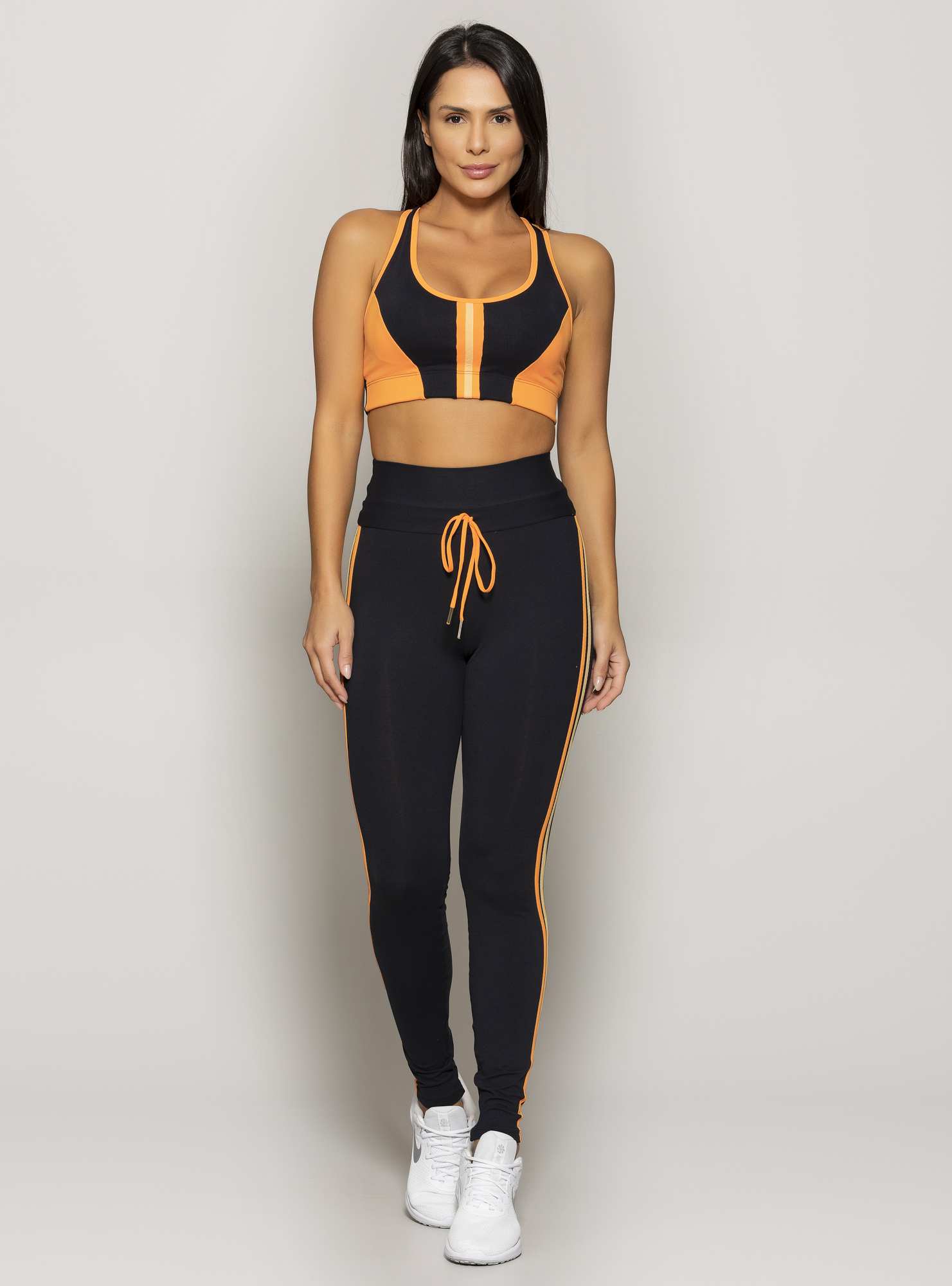 Legging Com Bolso  Powerful Preto / Laranja 22