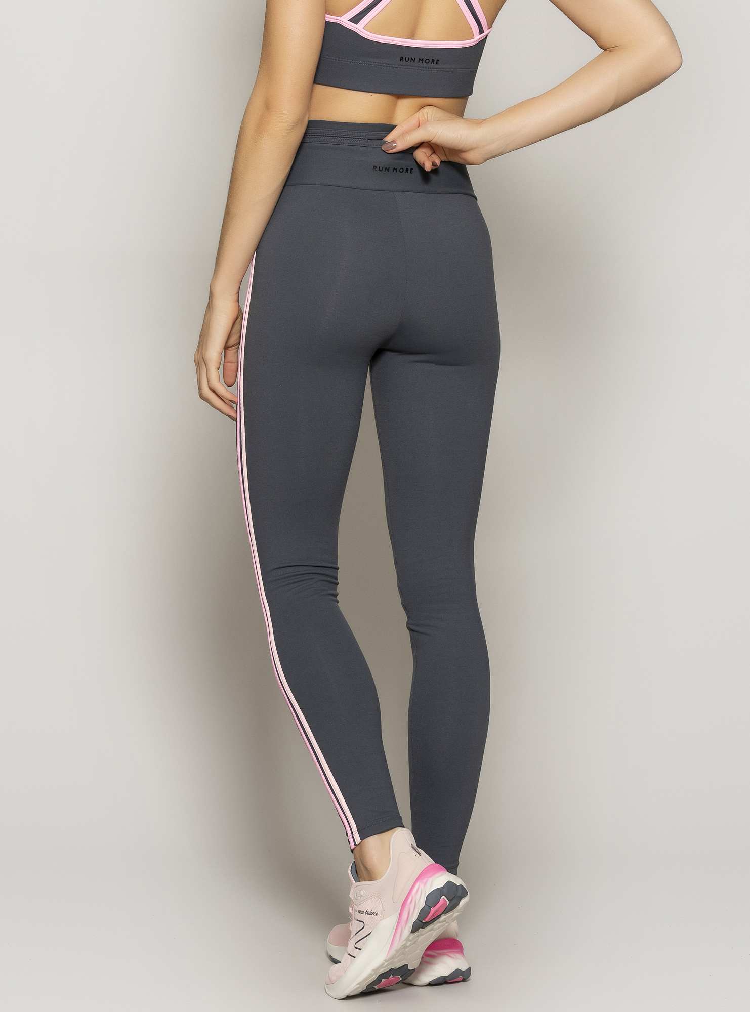 Legging Com Bolso  Powerful Cinza 02 / Rosa 25