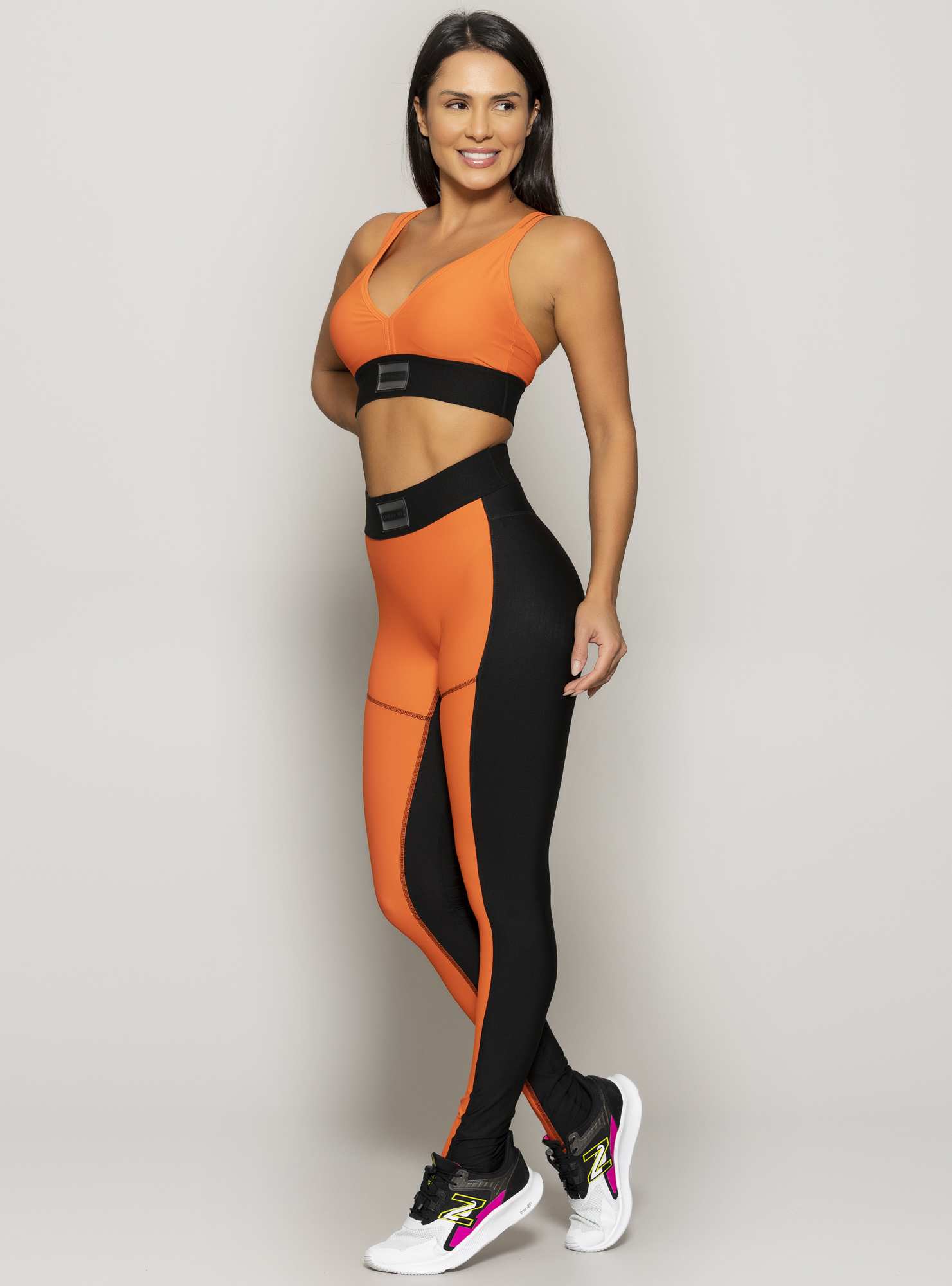Legging Performance Gym Team Laranja 04 / Preto 02