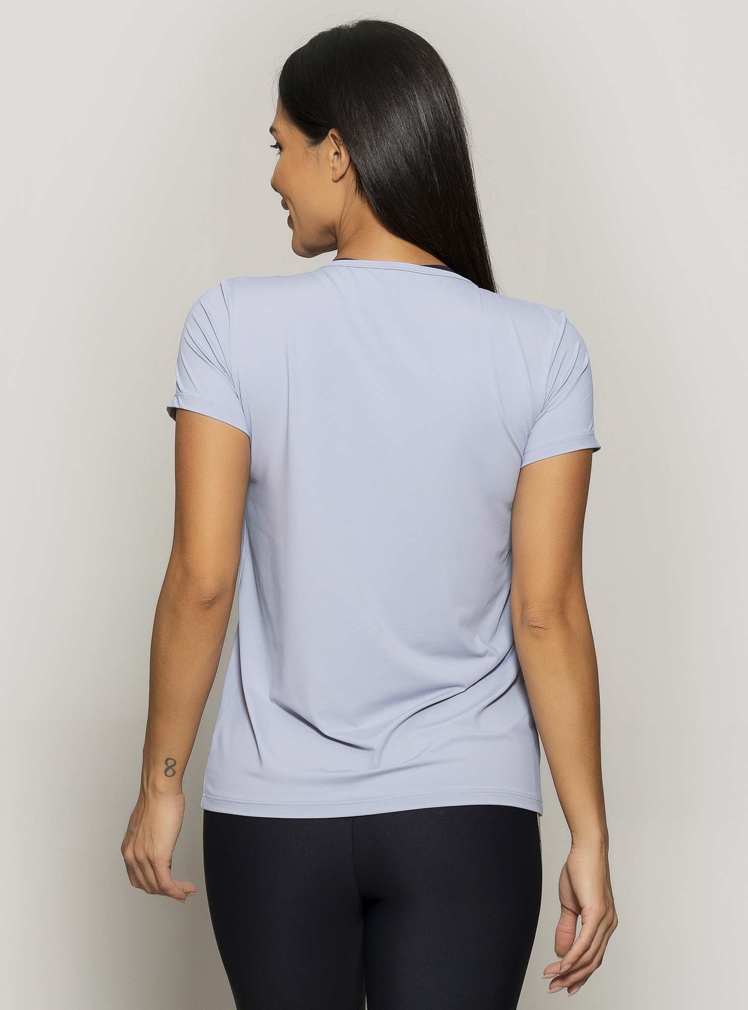 T-shirt Decote V 56259 Cinza 05 / Amarelo 04 Cinza 05 / Amarelo 04