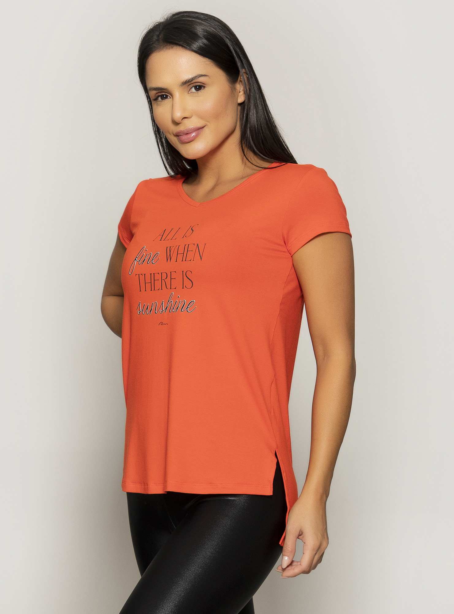 Blusa Alongada Relax Laranja 04 / Preto