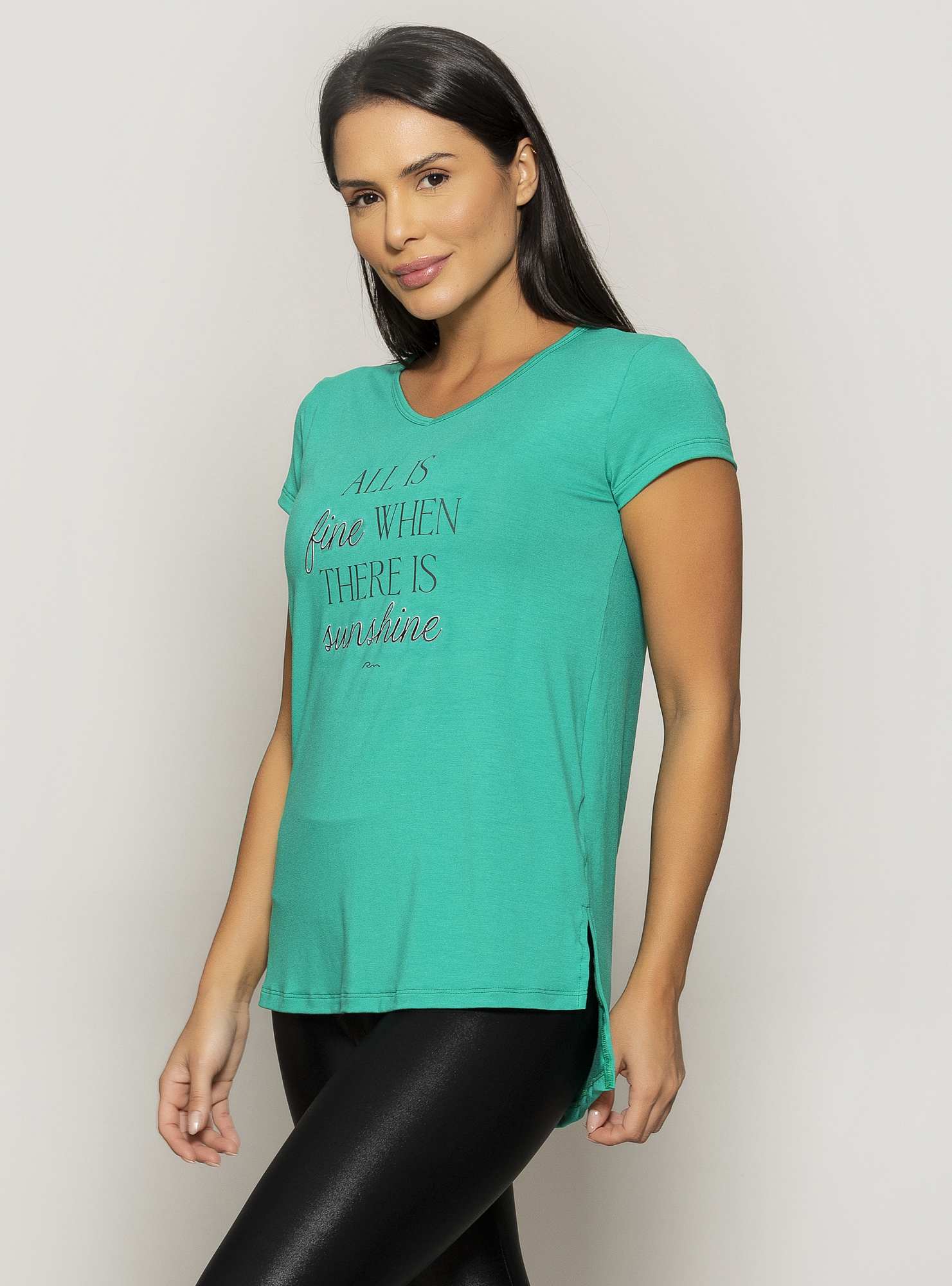 Blusa Alongada Relax Verde 39 / Preto