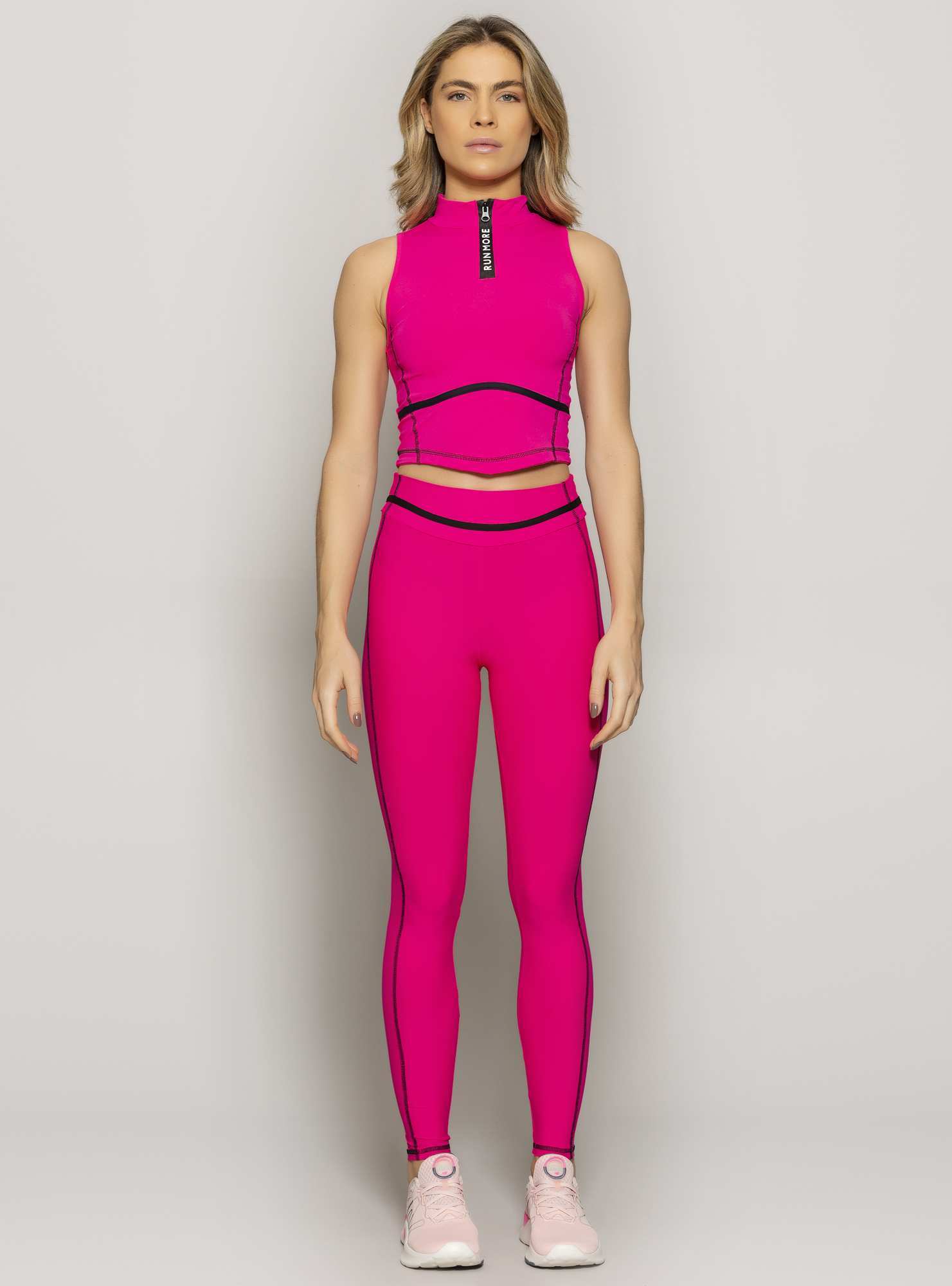 Legging com Bolsos Silhouette Rosa 04 / Preto 02