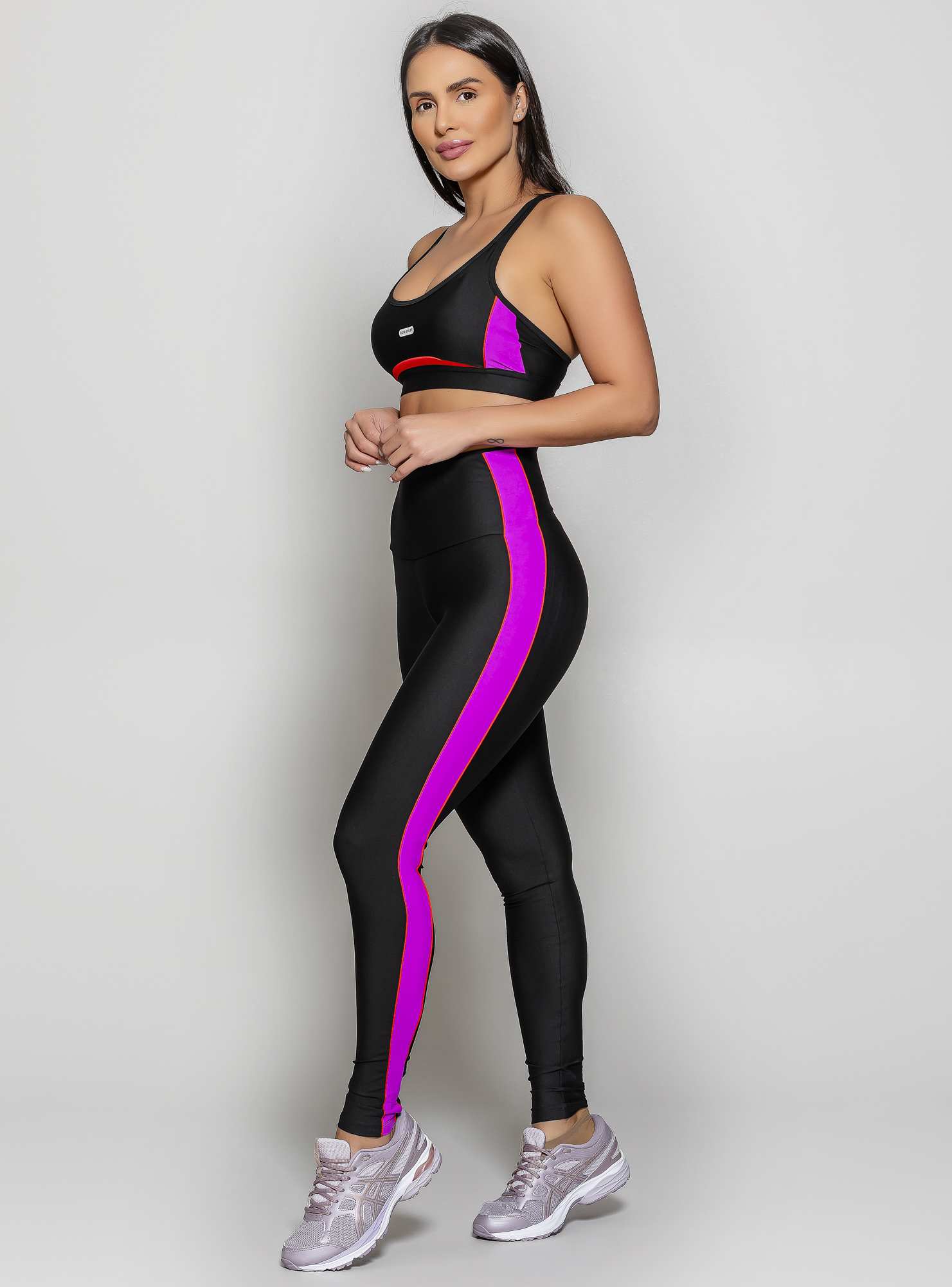 Legging Barriga Zero Leg Day Preto 02 / Roxo 13