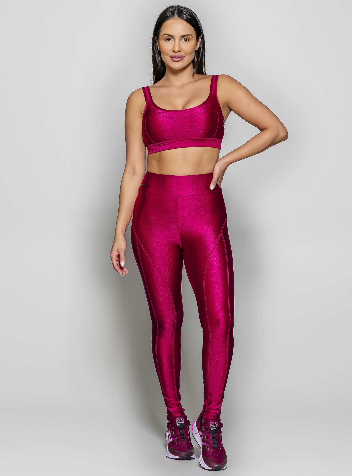 Legging Cintura Alta Shine Bordo 01