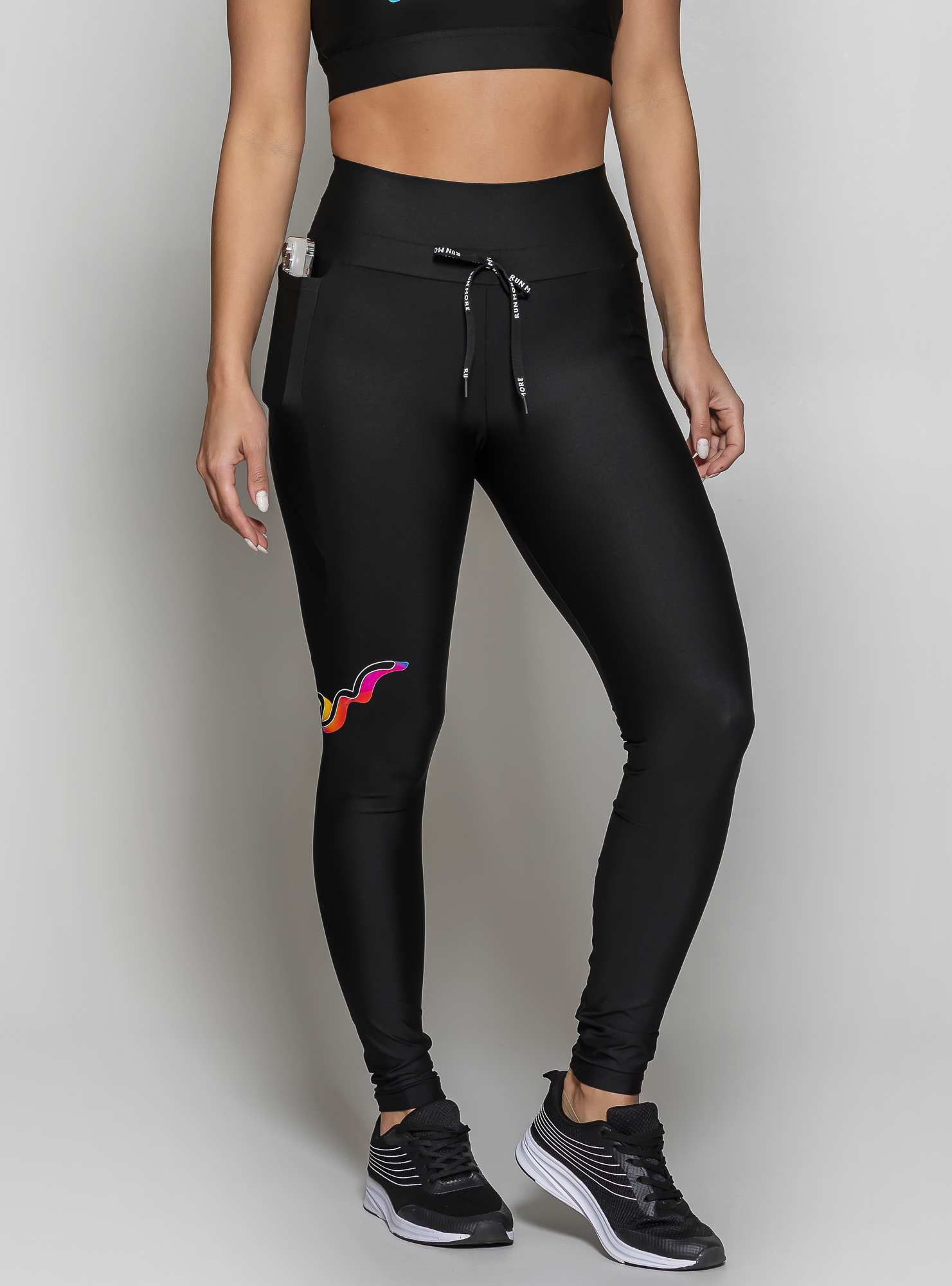 Legging Dois Bolsos Gradient Preto 02 / Branco