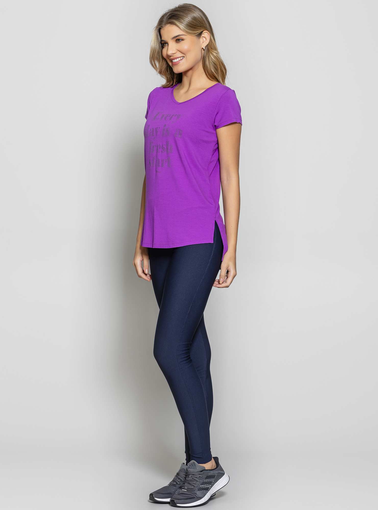 Blusa Alongada Athleisure Roxo 07 / Preto