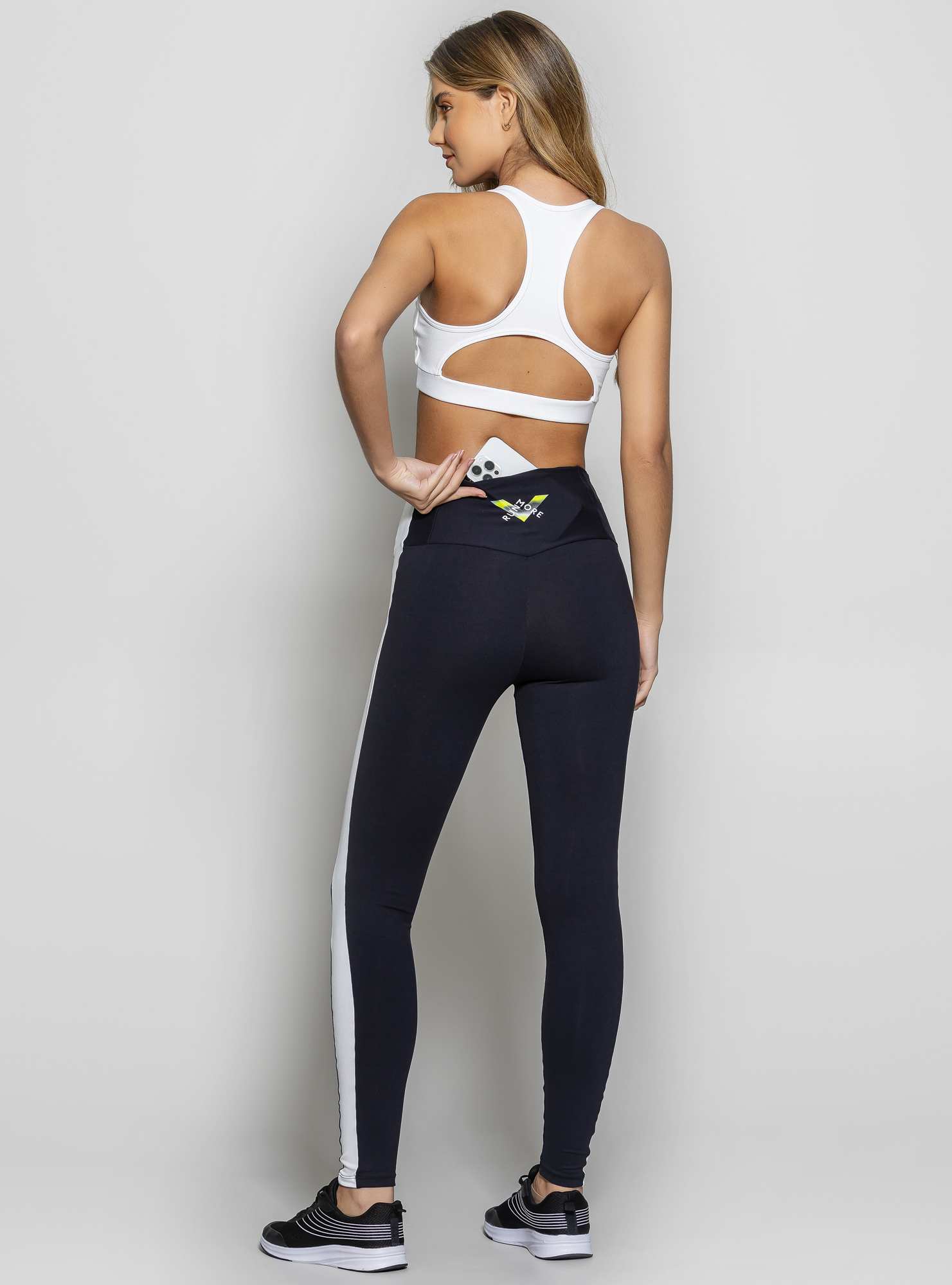 Legging Cintura Alta Prisma Preto / Branco