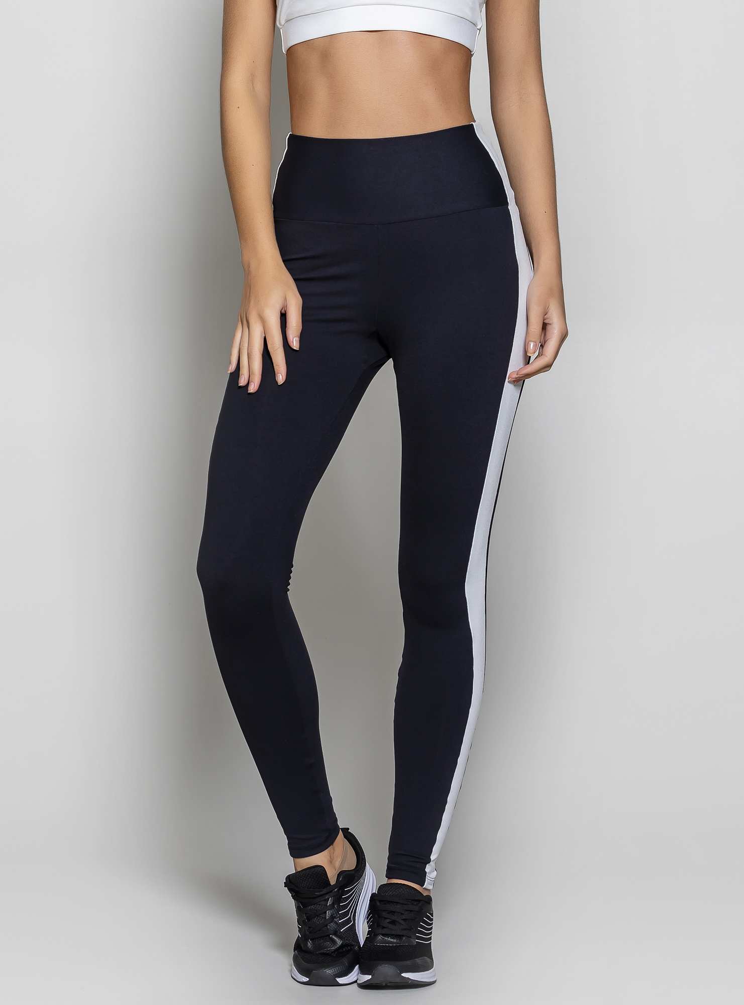 Legging Cintura Alta Prisma Preto / Branco