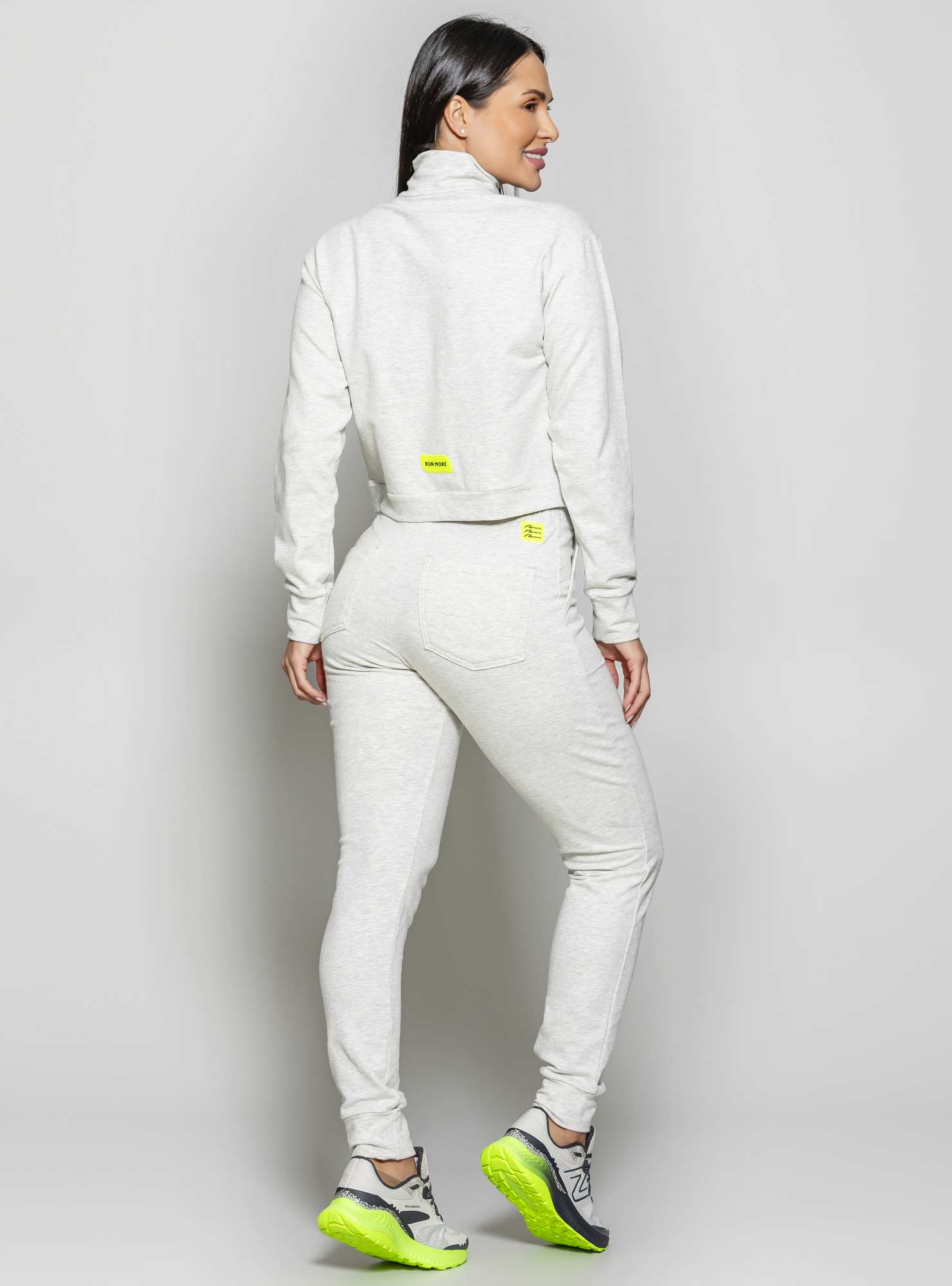 Calça Jogger de Moletinho Mescla 76 / Amarelo 95