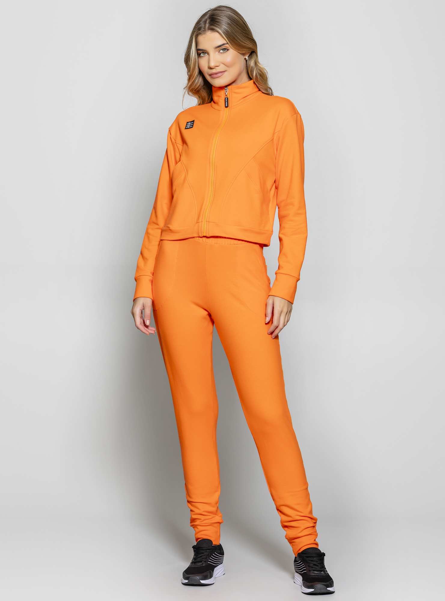 Calça Jogger de Moletinho Laranja 04 / Preto