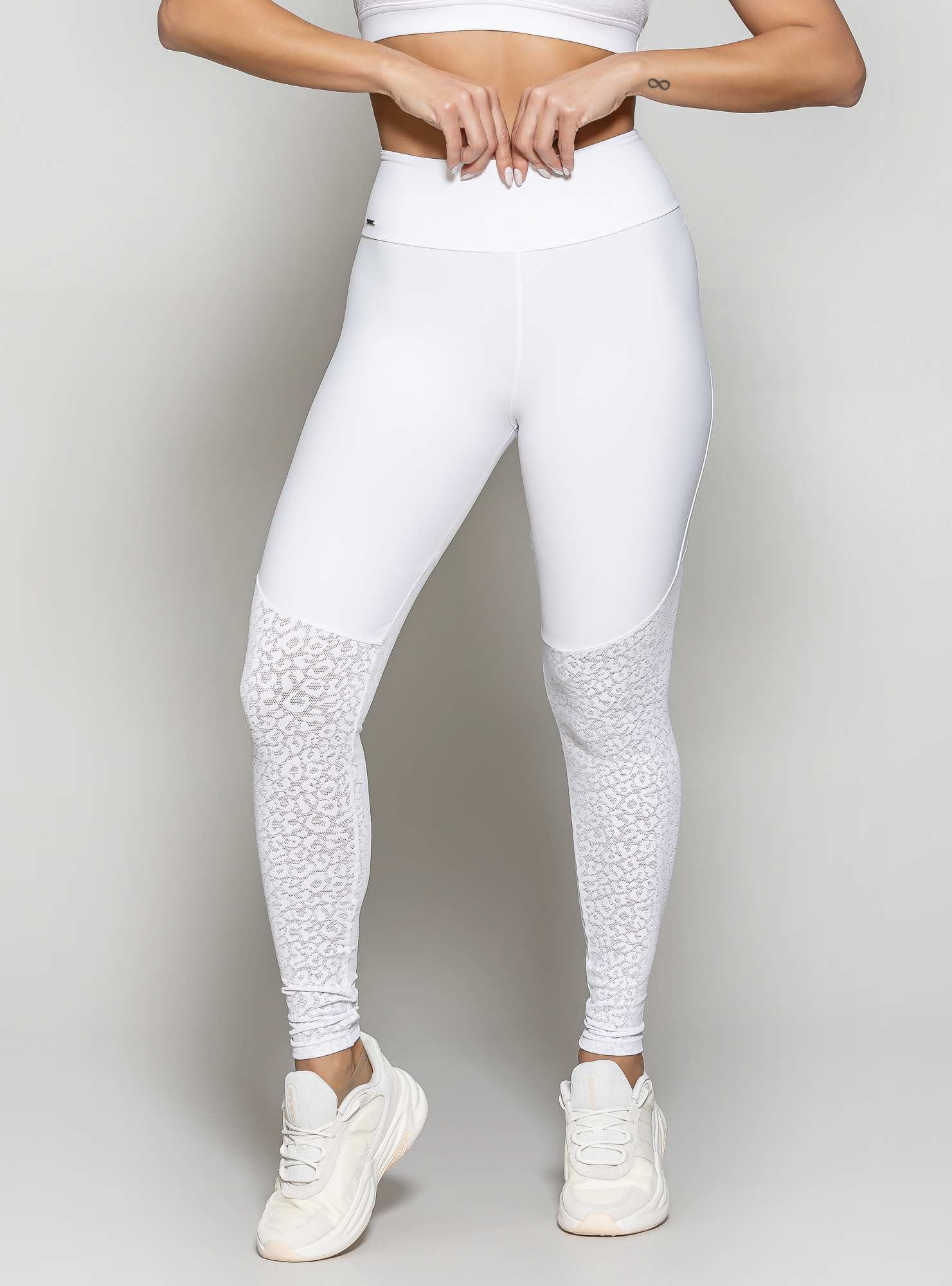 Legging Blocking Lace Fit Branco