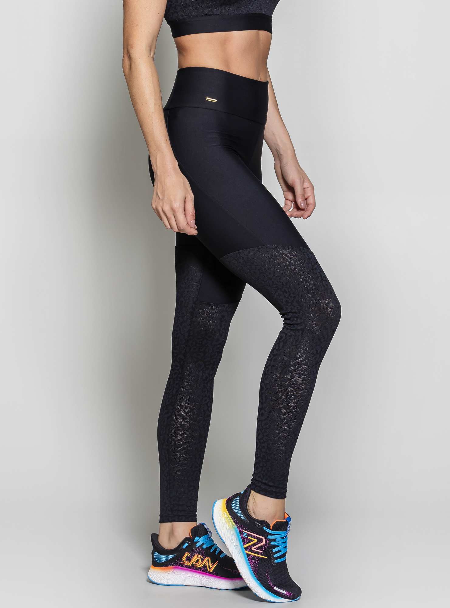 Legging Blocking Lace Fit Preto