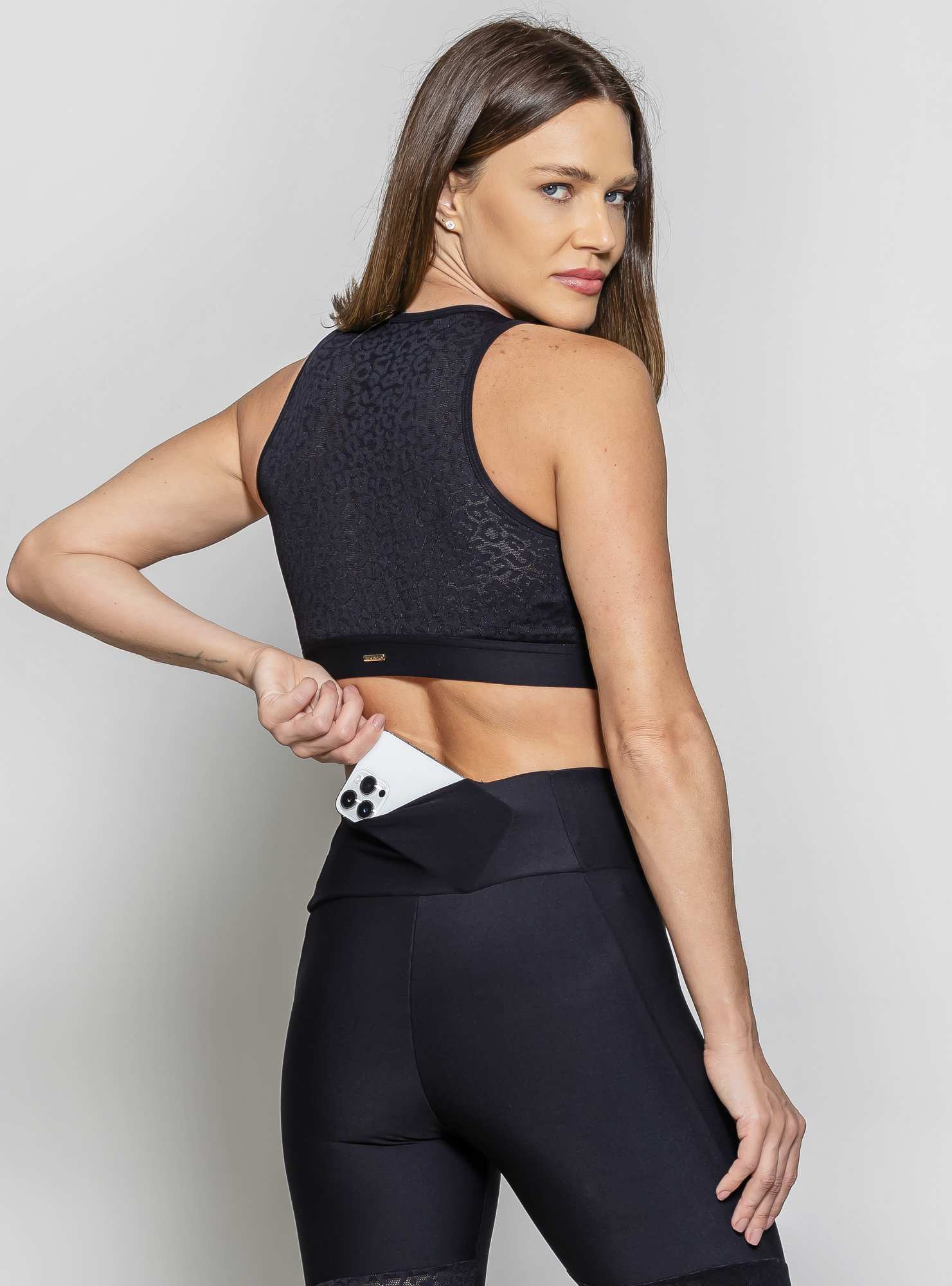 Legging Blocking Lace Fit Preto