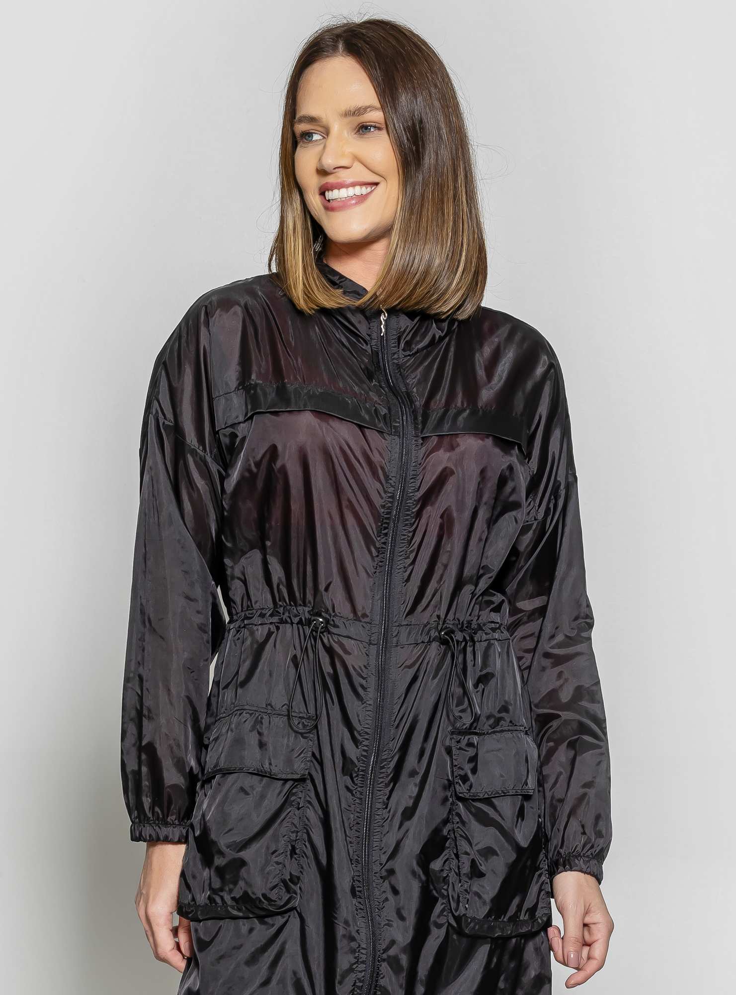 Maxi Jaqueta Graphic Preto
