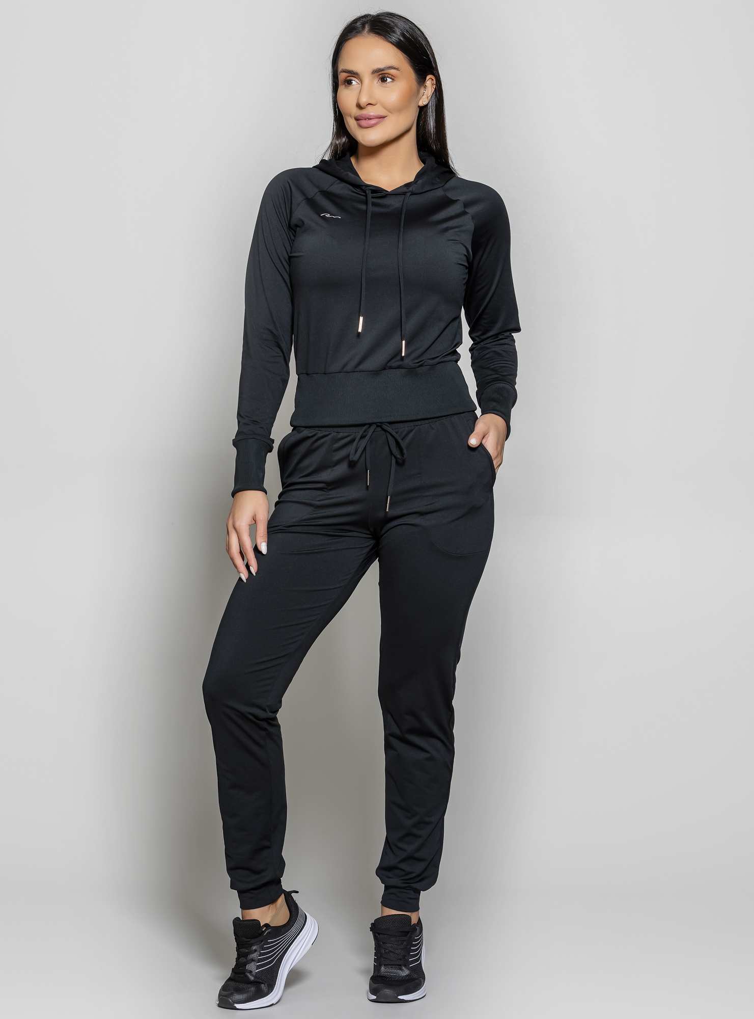 Blusão Cropped Térmico Leve Preto