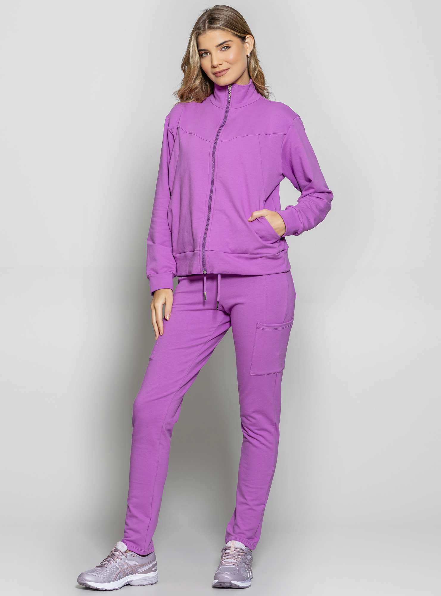 Calça Reta de Moletinho Roxo 06