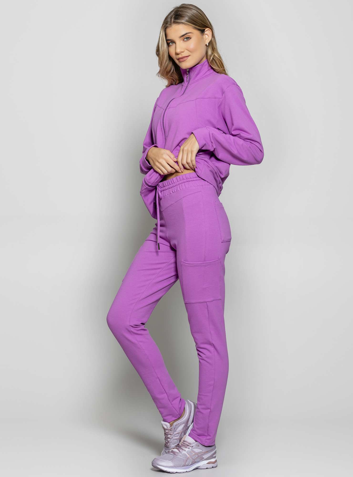 Calça Reta de Moletinho Roxo 06