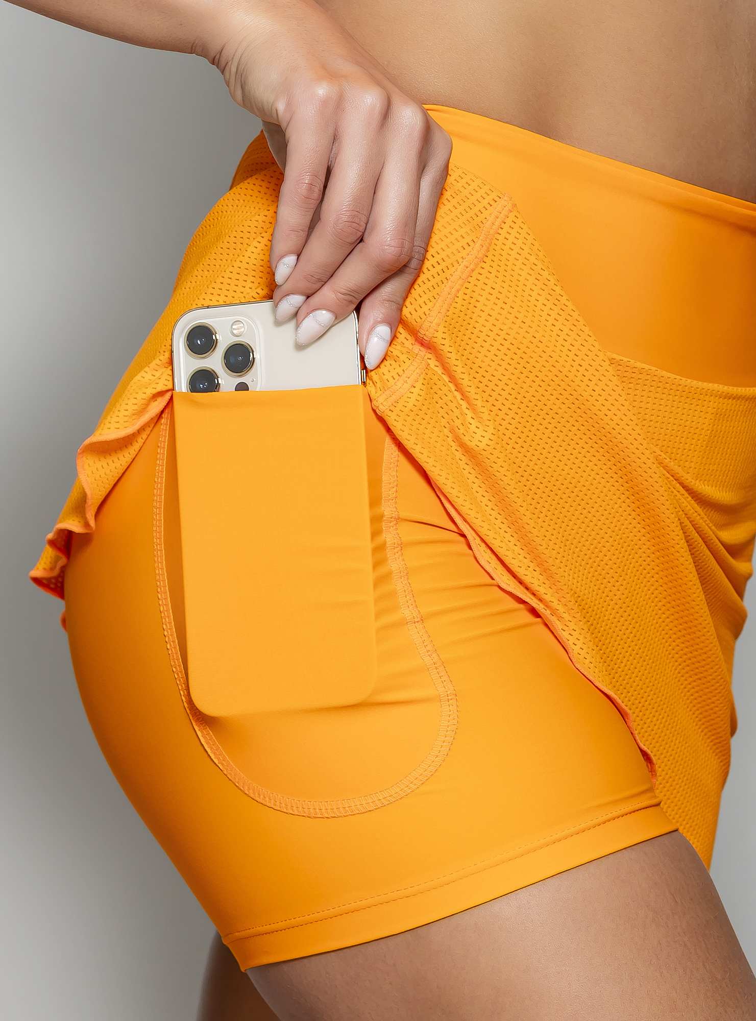 Saia-Short Com Bolso Essencial Laranja 21
