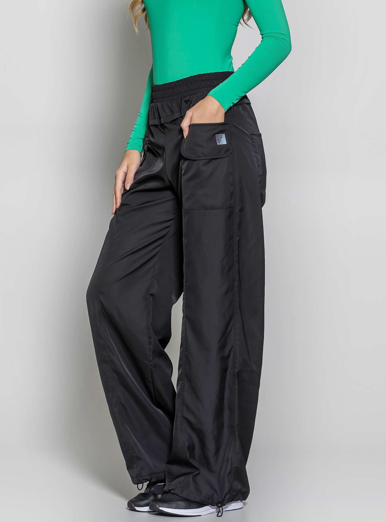 Calça Wide Leg Sporty Urban Preto