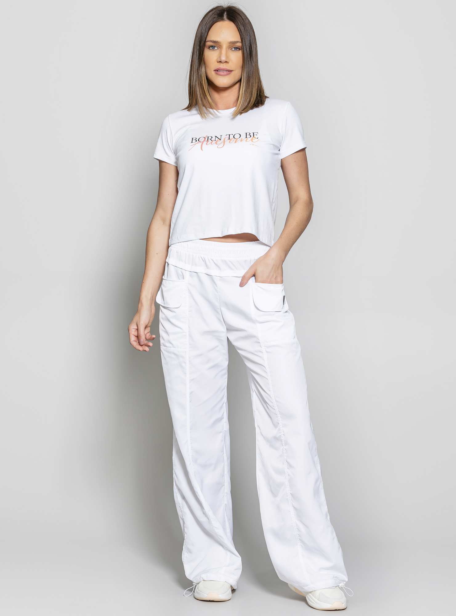 Calça Wide Leg Sporty Urban Branco