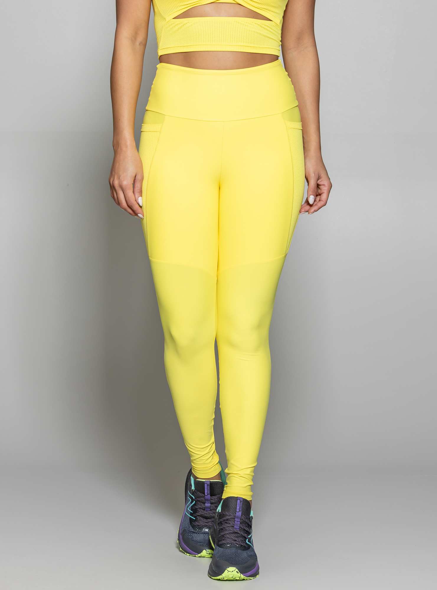 Legging Blocking com Bolsos Amarelo 03