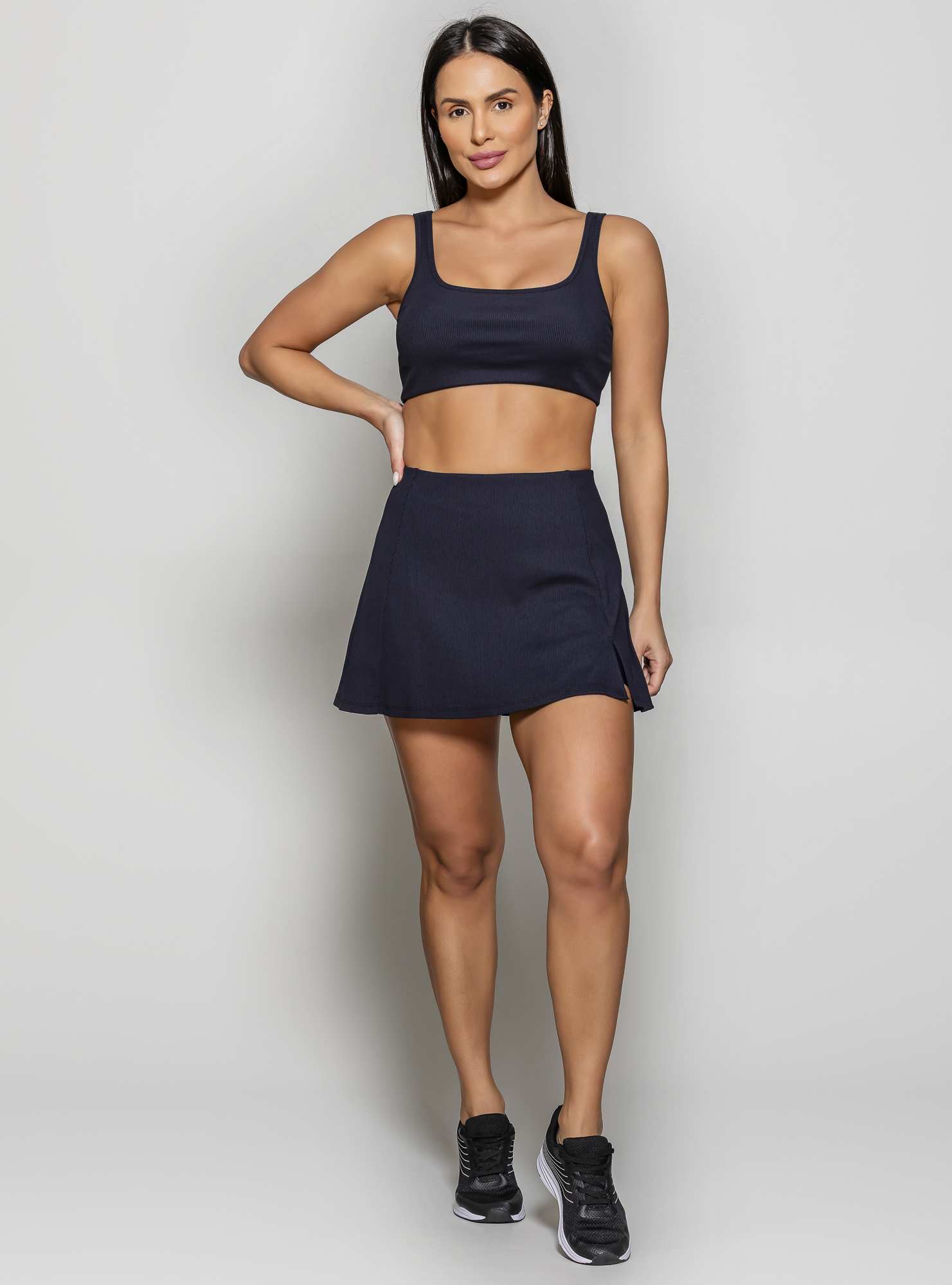 Saia-Short Canelada Preto / Amarelo 95