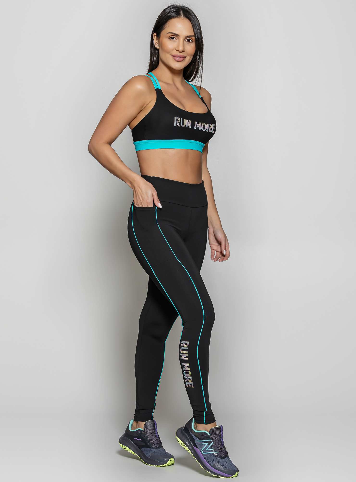 Legging com bolso Running Preto 02 / Azul 04