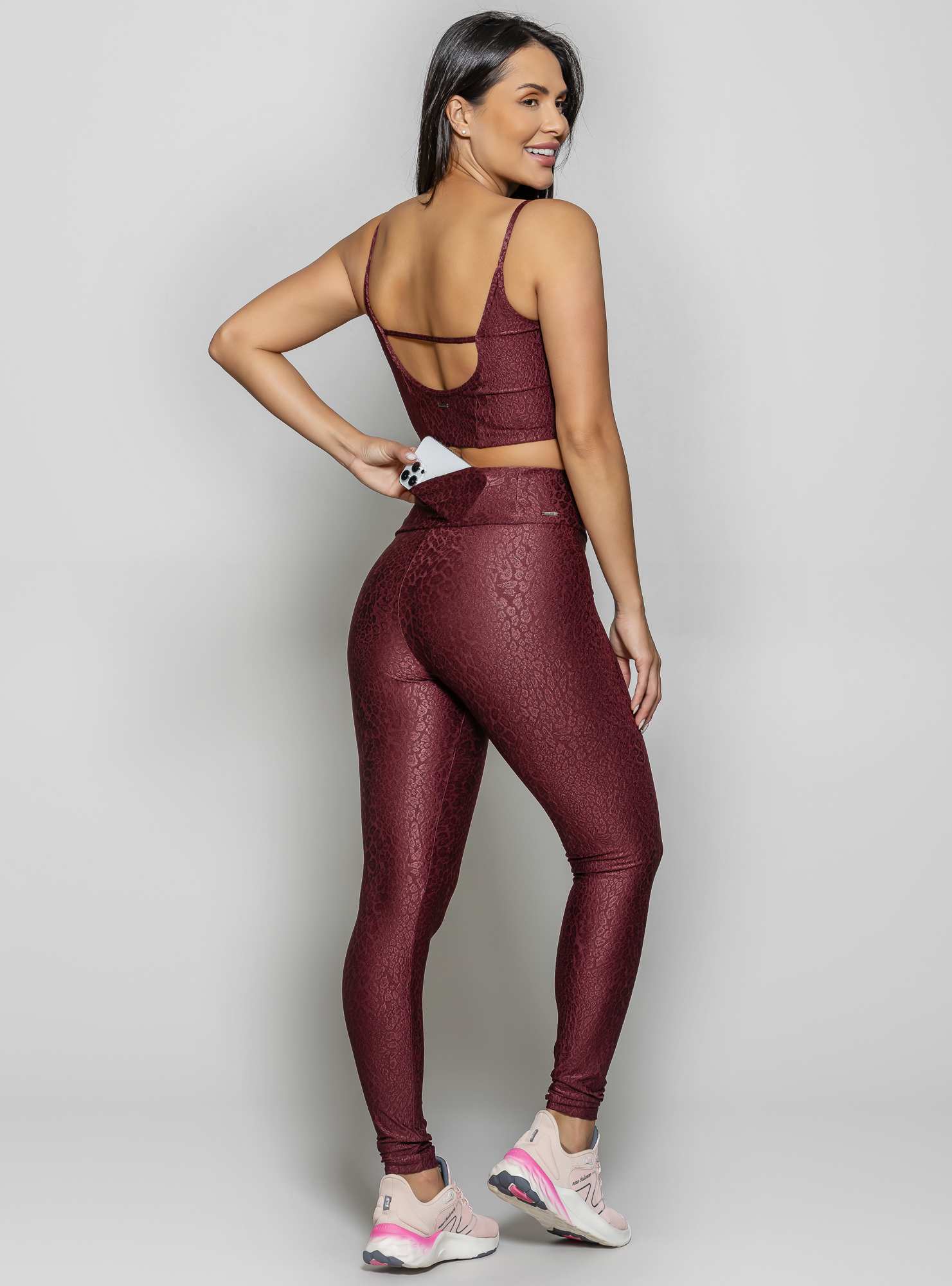 Legging com bolso Texture Bordo 03