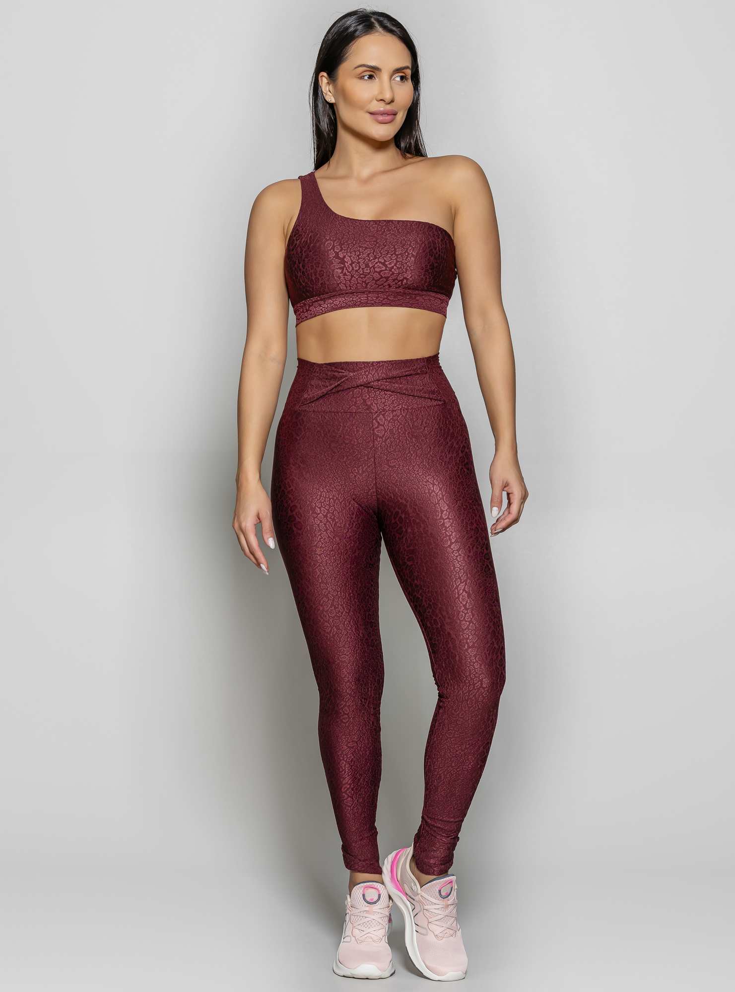 Legging com Bolso Texture Bordo 03