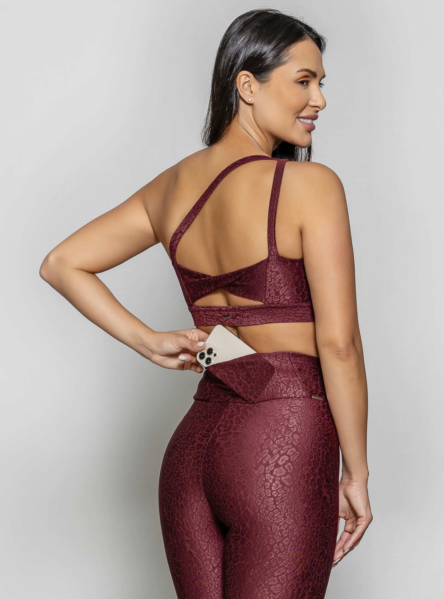 Legging com Bolso Texture Bordo 03