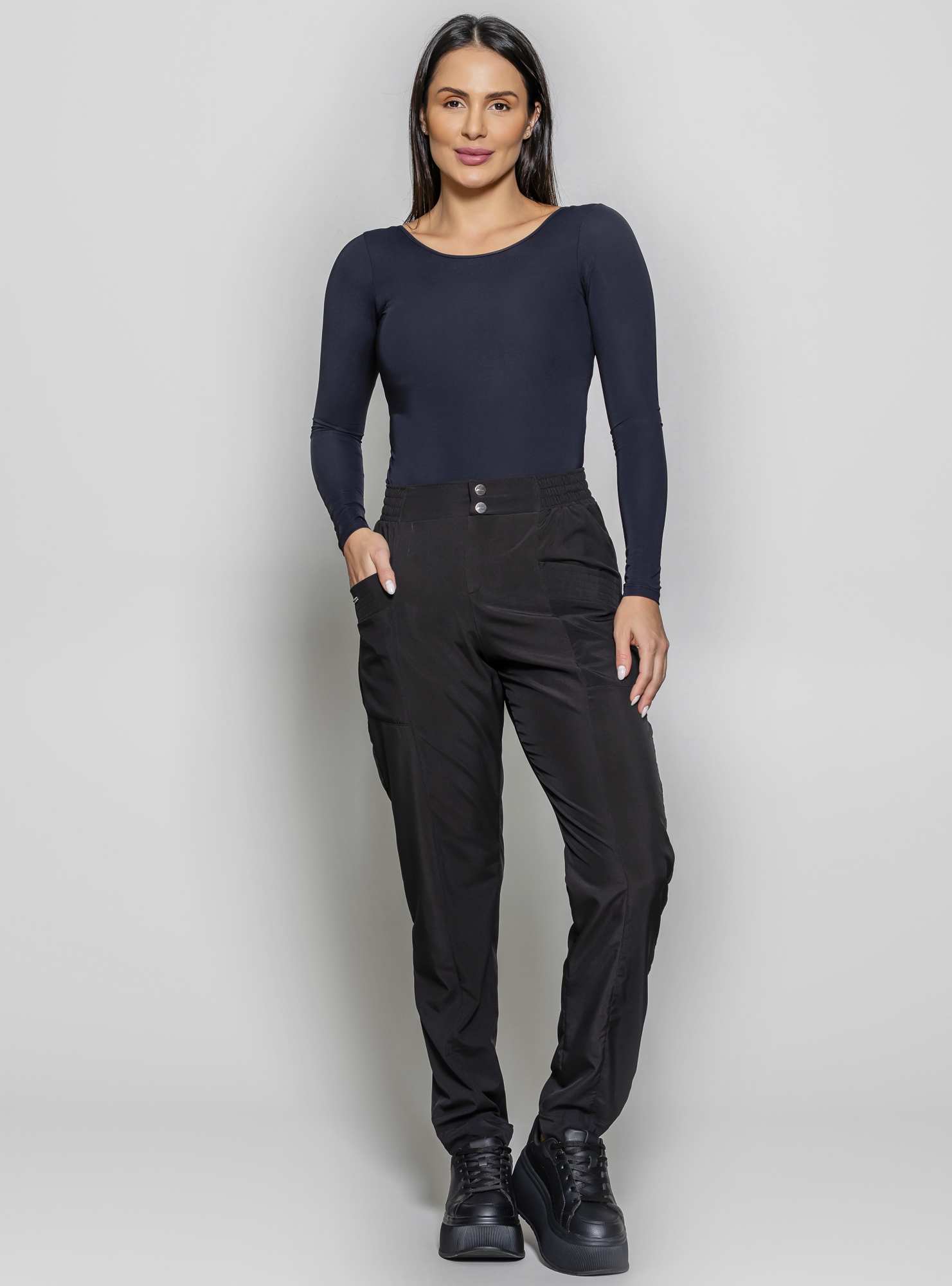 Body Manga Longa Preto