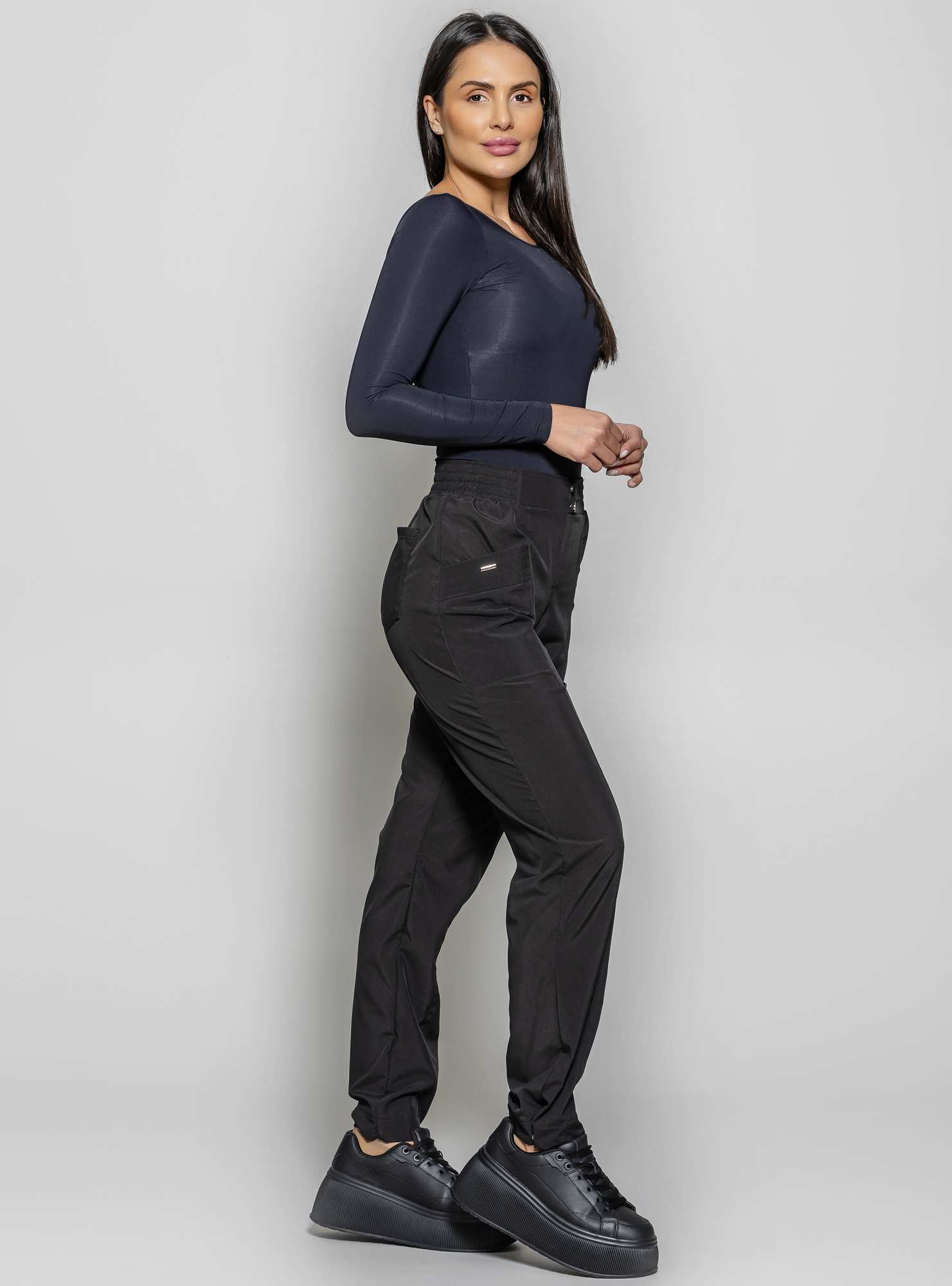 Body Manga Longa Preto