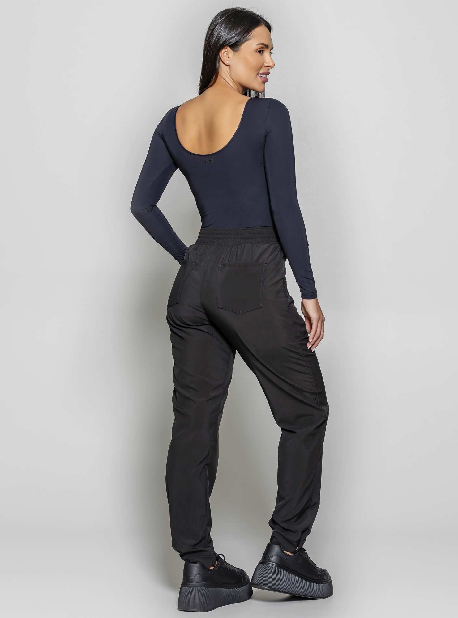 Body Manga Longa Preto