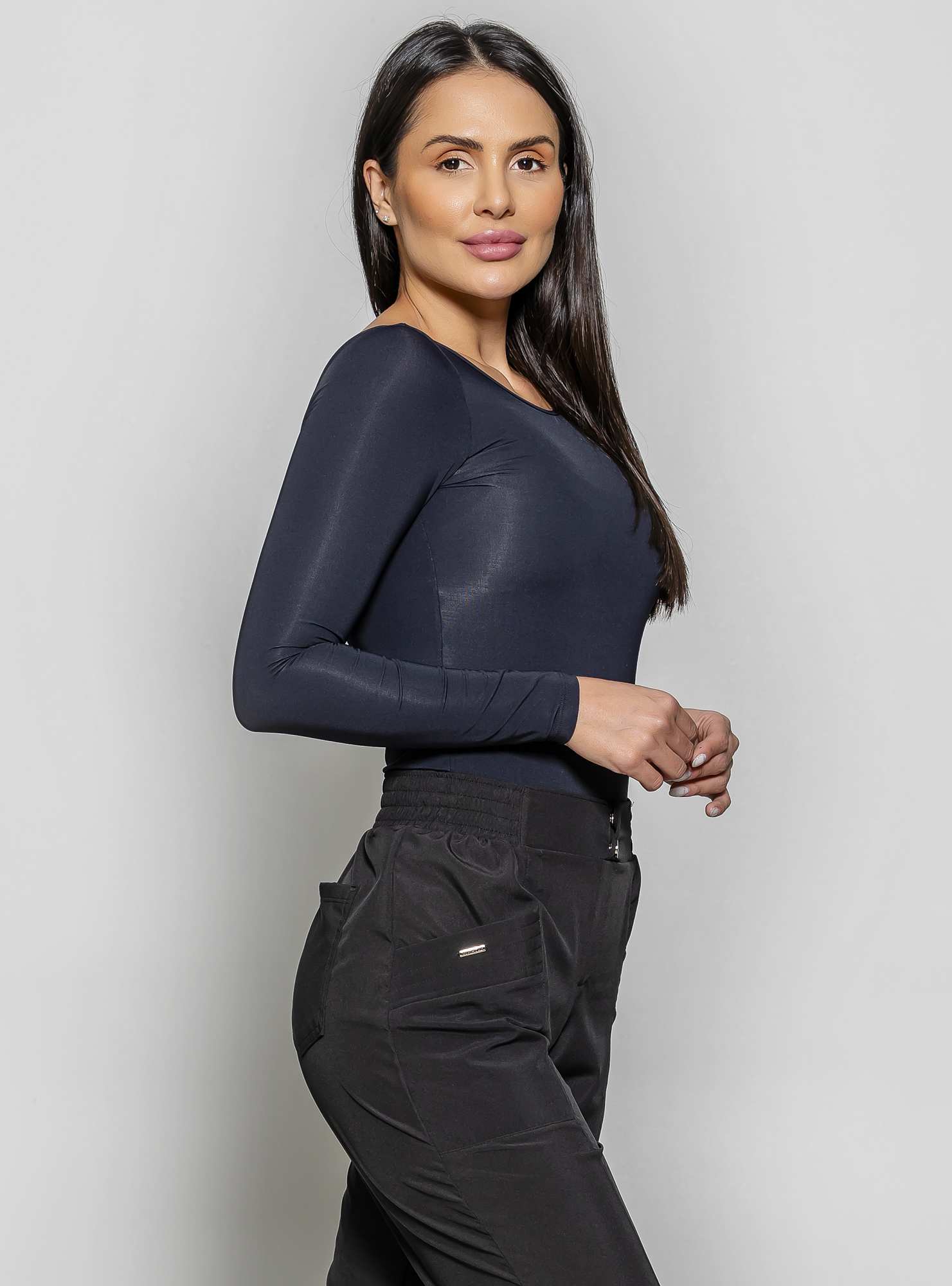 Body Manga Longa Preto